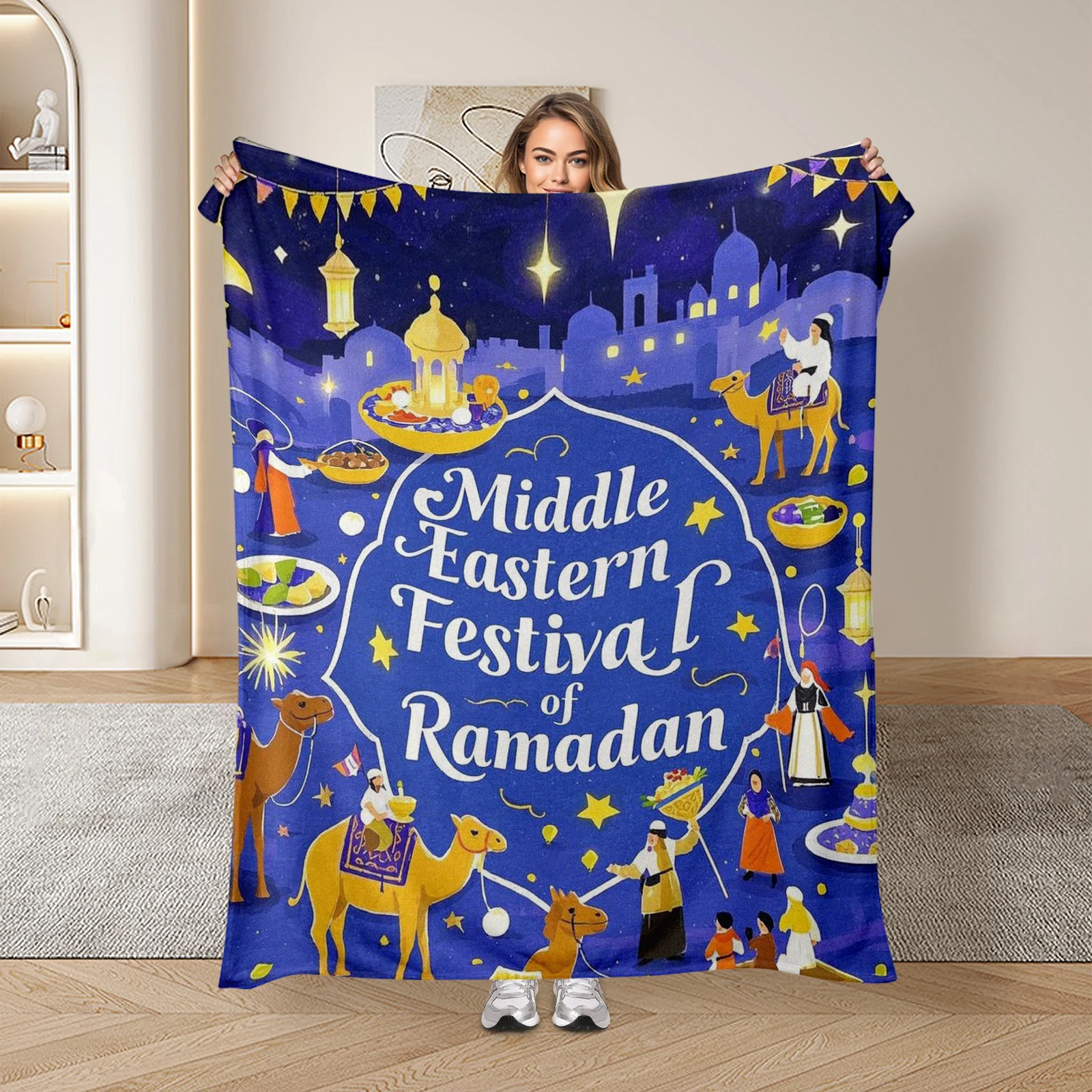 Family Designed Ramadan Blanket Featuring Cartoon Camels With Various Traditional Foods Inspiring Cultural Curiosity
Family Designed Ramadan Blanket Featuring Cartoon Camels With Various Traditional Foods Inspiring Cultural Curiosity