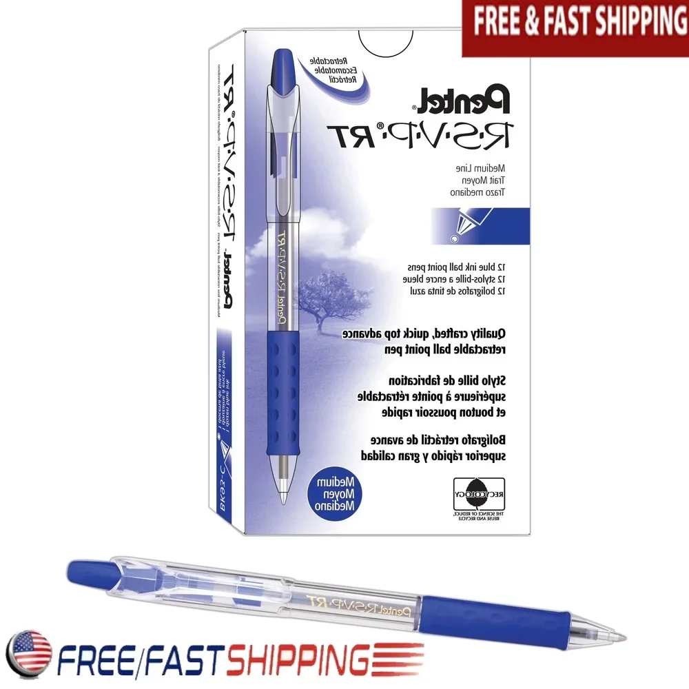 Retractable Ballpoint Pens Medium Point 1.0mm Ergonomic Grip Refillable Stainless Steel Blue Ink Pack of 12 No Ink Leaks
Retractable Ballpoint Pens Medium Point 1.0mm Ergonomic Grip Refillable Stainless Steel Blue Ink Pack of 12 No Ink Leaks