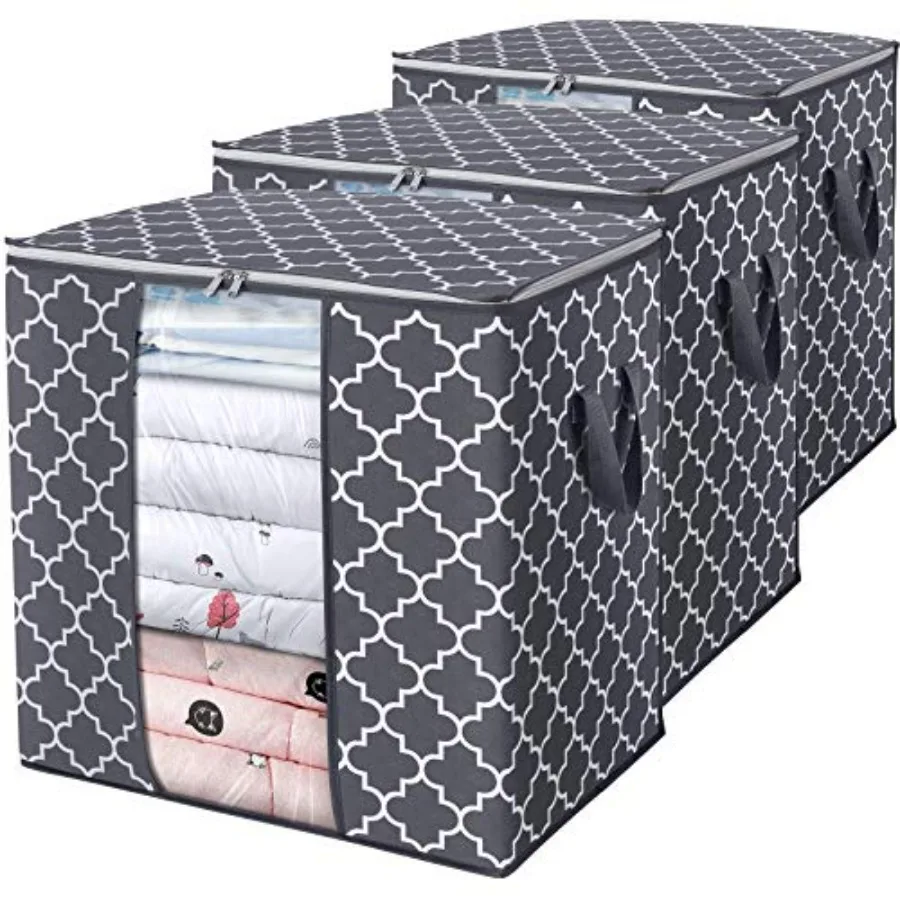 Storage Bags 3 Pack/100L Large Blanket Clothes Organization and Storage Containers for Comforters, Bedding, Foldable Organizer
Storage Bags 3 Pack/100L Large Blanket Clothes Organization and Storage Containers for Comforters, Bedding, Foldable Organizer