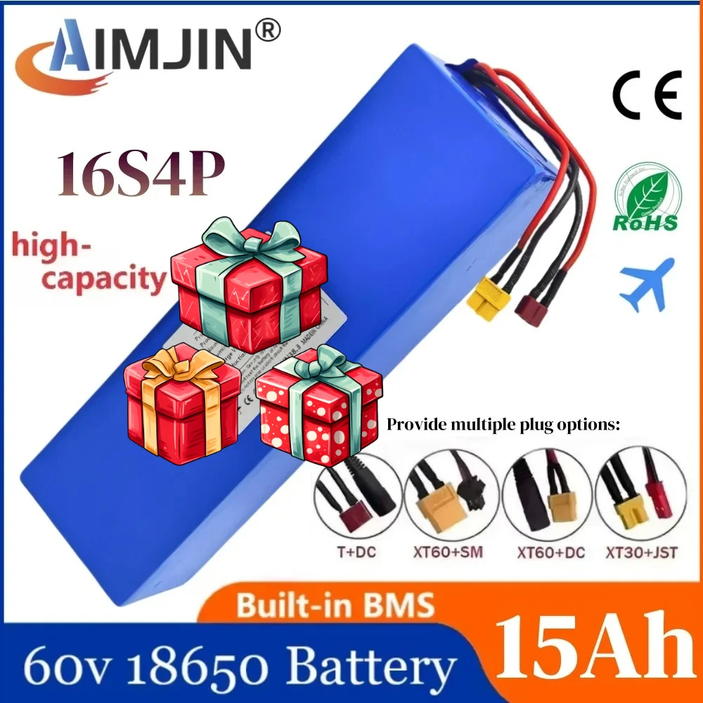 New 60V 15000mAh battery18650 16S4P 2000W High performance and integrated BMS lithium-ion battery electric vehicle battery
New 60V 15000mAh battery18650 16S4P 2000W High performance and integrated BMS lithium-ion battery electric vehicle battery