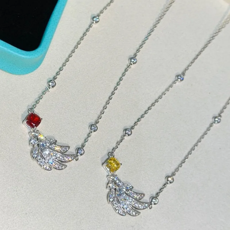 High Quality 925 Sterling Silver Pigeon Blood Red Goose Yellow Full Zircon Feather Necklace For Women Luxury Fine Jewelry DN
High Quality 925 Sterling Silver Pigeon Blood Red Goose Yellow Full Zircon Feather Necklace For Women Luxury Fine Jewelry DN