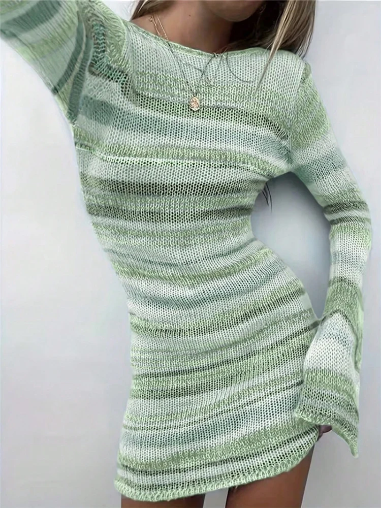 Spring Summer Women New High Waist Dresses Fashion Gradient Printed Knitted Beach Dress Elegant Backless Long Sleeve Slim Dress
Spring Summer Women New High Waist Dresses Fashion Gradient Printed Knitted Beach Dress Elegant Backless Long Sleeve Slim Dress