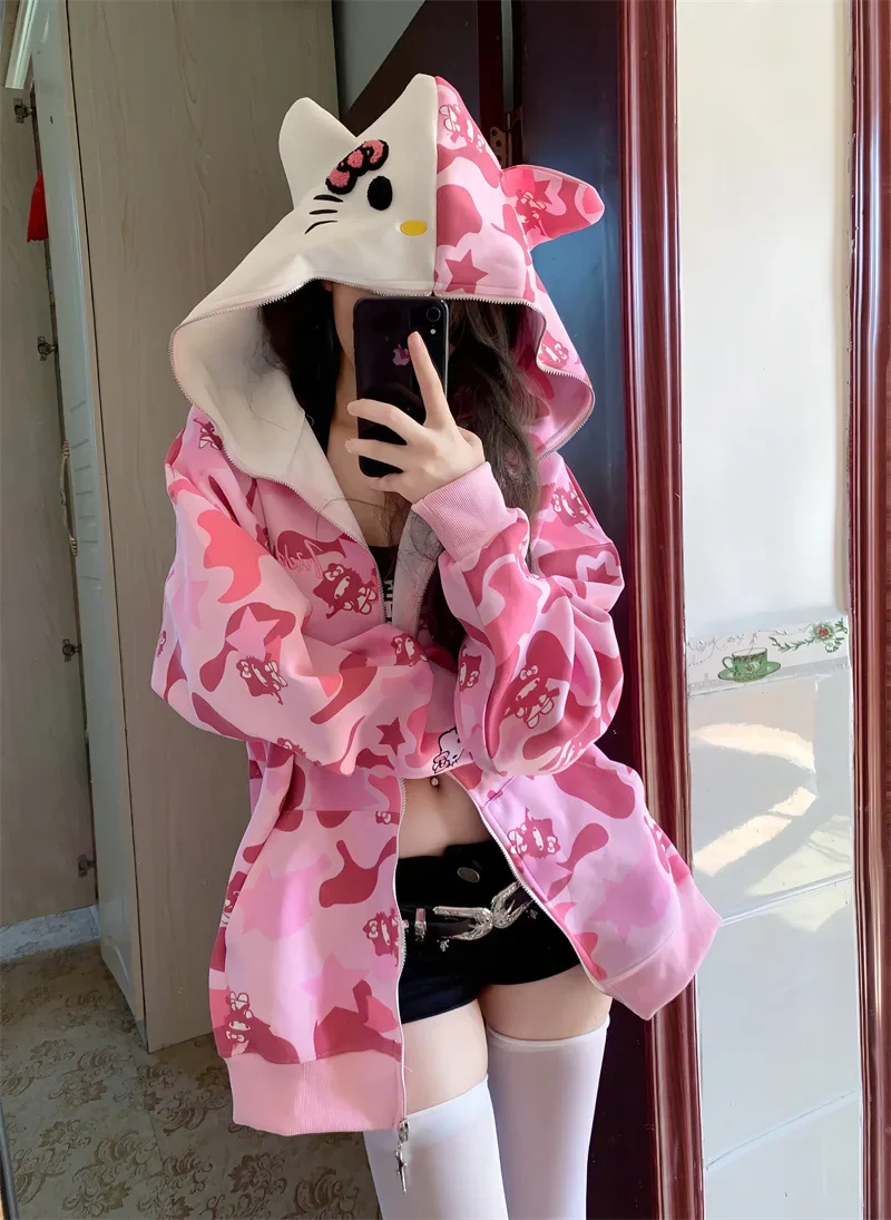 Hot Kitty Cat Zip Hoodie Loose Cardigan Coat Cute Streetwear Women Clothes Oversized Sweatshirt Cardigan Camouflage Jacket
Hot Kitty Cat Zip Hoodie Loose Cardigan Coat Cute Streetwear Women Clothes Oversized Sweatshirt Cardigan Camouflage Jacket