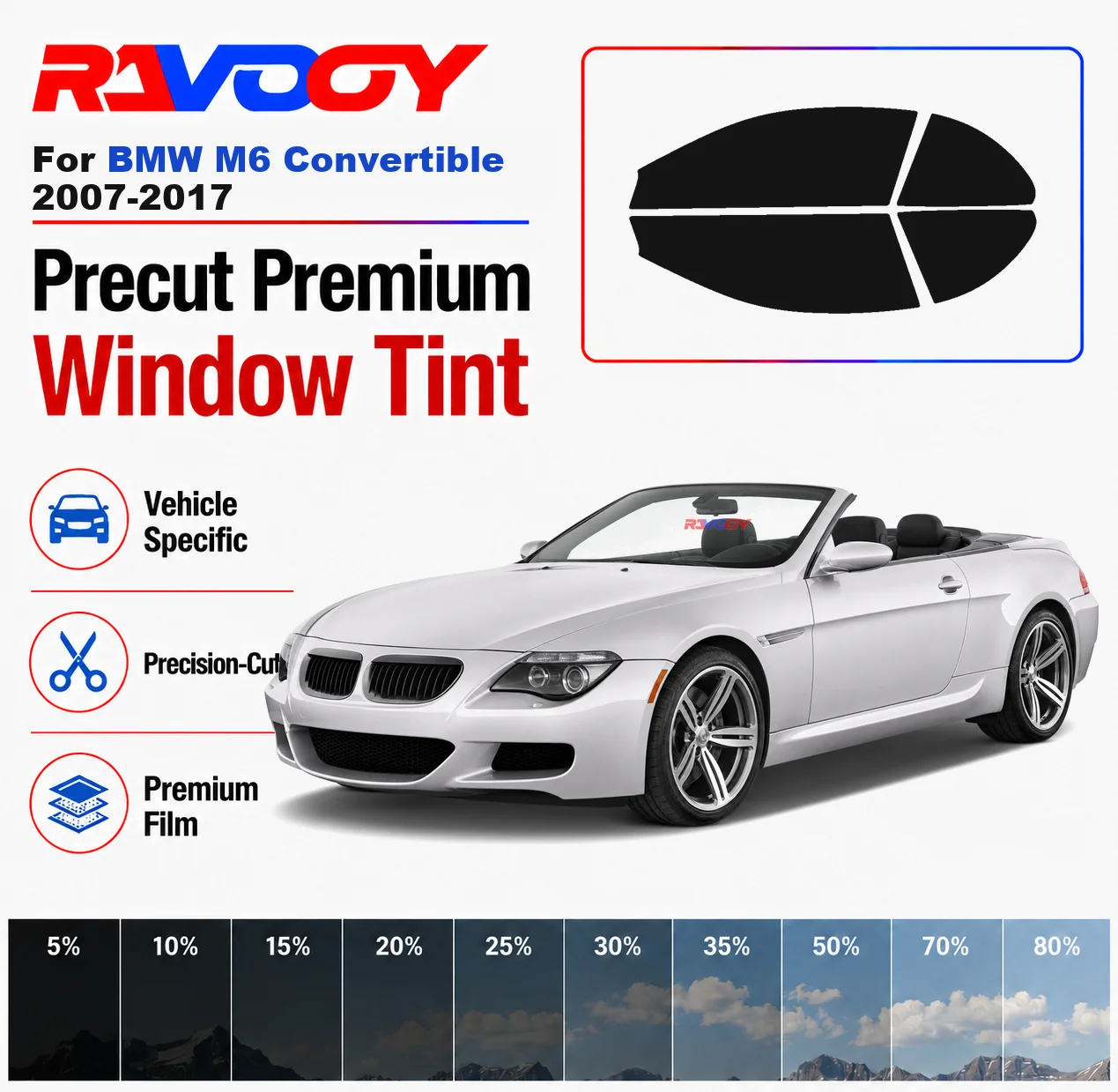 Premium Precut Window Tint Kit Front Windows Rear Windows Rear Windshield For BMW M6 Conv 2007-2017 Car Solar Nano Ceramic Film
Premium Precut Window Tint Kit Front Windows Rear Windows Rear Windshield For BMW M6 Conv 2007-2017 Car Solar Nano Ceramic Film
