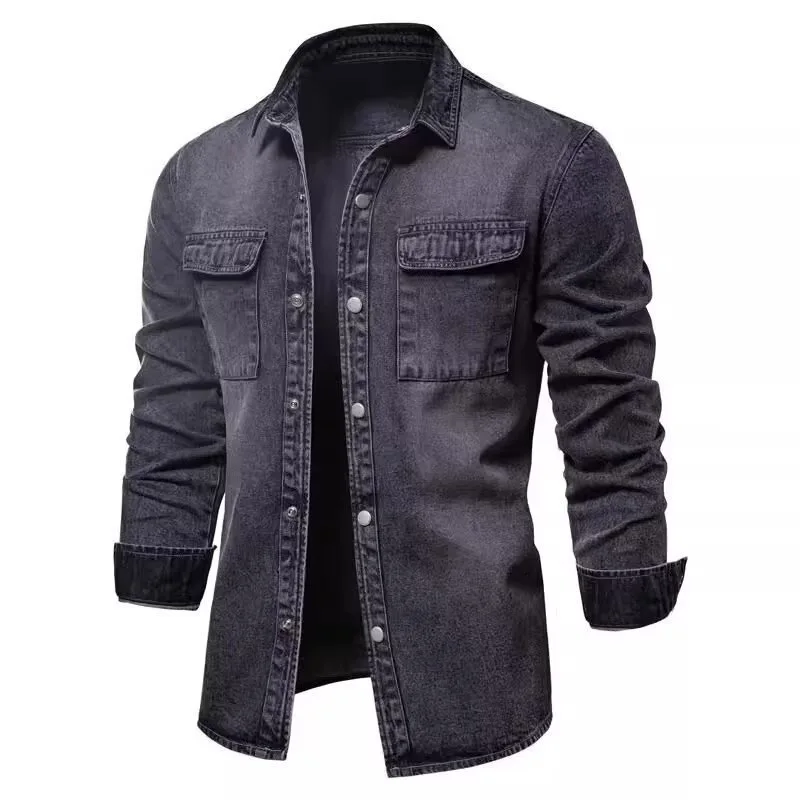 Men's thin denim long-sleeved shirt men's Korean version of trendy casual solid color cargo shirt jacket men
Men's thin denim long-sleeved shirt men's Korean version of trendy casual solid color cargo shirt jacket men
