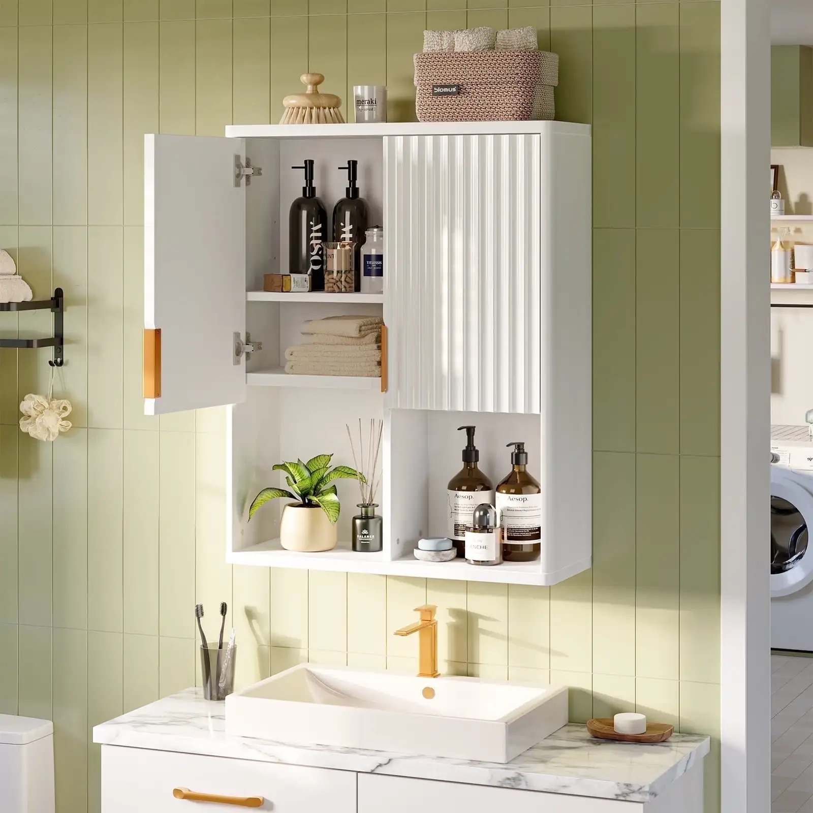 Fluted Wall-Mounted Bathroom Medicine Cabinet with Door & Shelves,23.62 x 8.27 x 29.84 Inches Wooden Over Toilet Storage Cabinet
Fluted Wall-Mounted Bathroom Medicine Cabinet with Door & Shelves,23.62 x 8.27 x 29.84 Inches Wooden Over Toilet Storage Cabinet