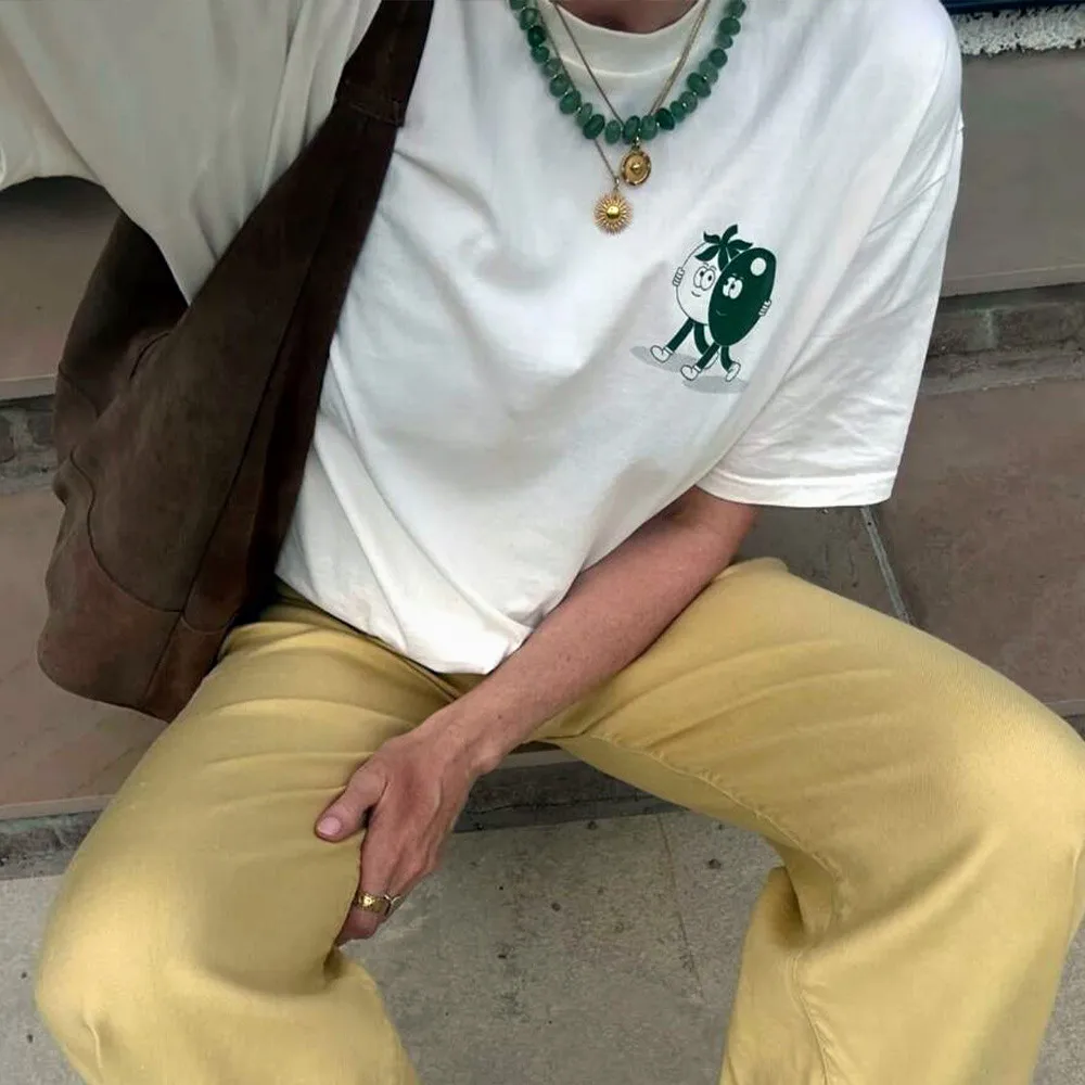 Белые повседневные футболки с забавным мультяшным принтом в американском винтажном стиле, летние эстетические топы унисекс с короткими рукавами, модные футболки Ins
Белые повседневные футболки с забавным мультяшным принтом в американском винтажном стиле, летние эстетические топы унисекс с короткими рукавами, модные футболки Ins