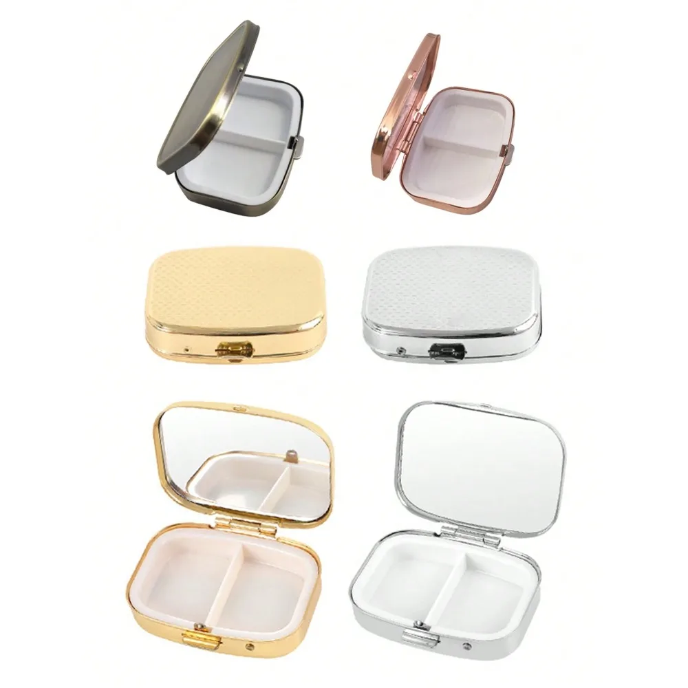 Rose Gold & Silver Pill Organizer, 2 Compartment Round Portable Pill Box, Unique Metal Design Vitamin Holder, Travel-Friendly Wallet/Tablet Storage Case - Ideal Gift
Rose Gold & Silver Pill Organizer, 2 Compartment Round Portable Pill Box, Unique Metal Design Vitamin Holder, Travel-Friendly Wallet/Tablet Storage Case - Ideal Gift