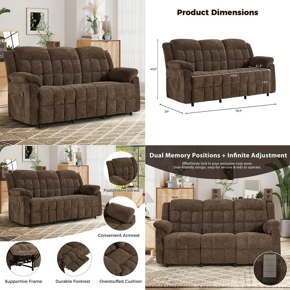 Power Recliner Sofa Set, Soft Fabric 3 Seat Reclining Couch with Side Pockets and Overstuffed Armrest Backrest, Wall Hugger Rec
Power Recliner Sofa Set, Soft Fabric 3 Seat Reclining Couch with Side Pockets and Overstuffed Armrest Backrest, Wall Hugger Rec