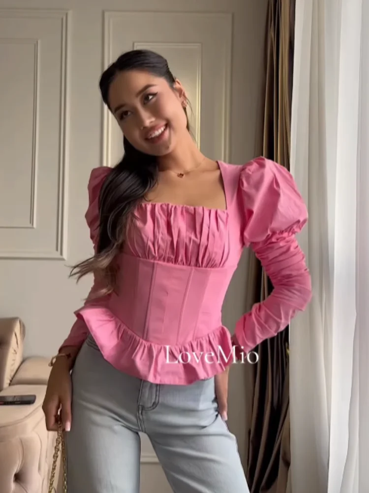 Women's Light Blue Square Neck Blouse Elegant Versatile Puff Sleeve Ruched Bust Peplum Minimalist Top 2026 Lady Date Night Tops
Women's Light Blue Square Neck Blouse Elegant Versatile Puff Sleeve Ruched Bust Peplum Minimalist Top 2026 Lady Date Night Tops