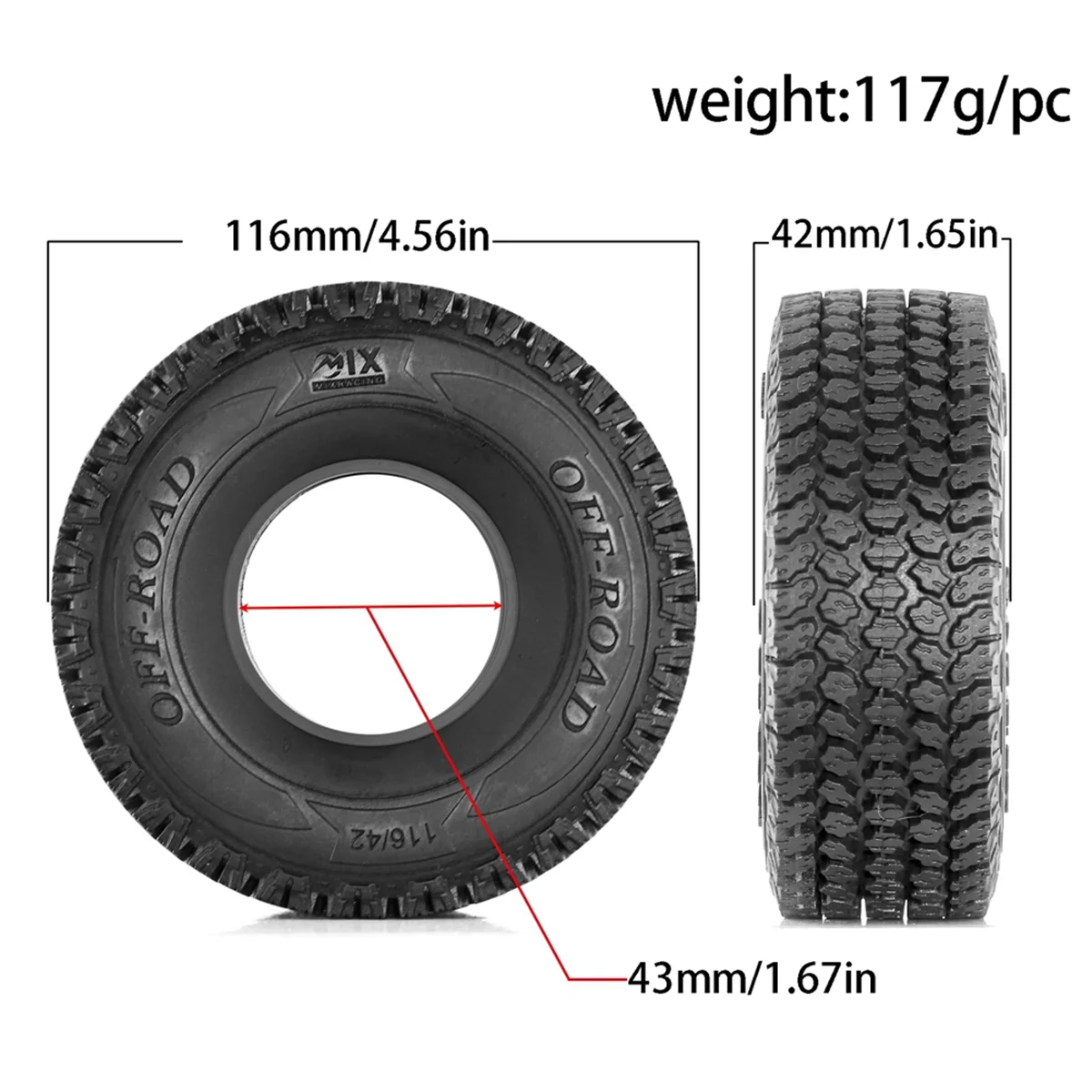 AA02 4PCS 116mm 1.9 Inch Rubber Tire Wheel Tyre for 1/10 RC Crawler Car Axial SCX10 II III 90046 TRX4 D90 Redcat
AA02 4PCS 116mm 1.9 Inch Rubber Tire Wheel Tyre for 1/10 RC Crawler Car Axial SCX10 II III 90046 TRX4 D90 Redcat