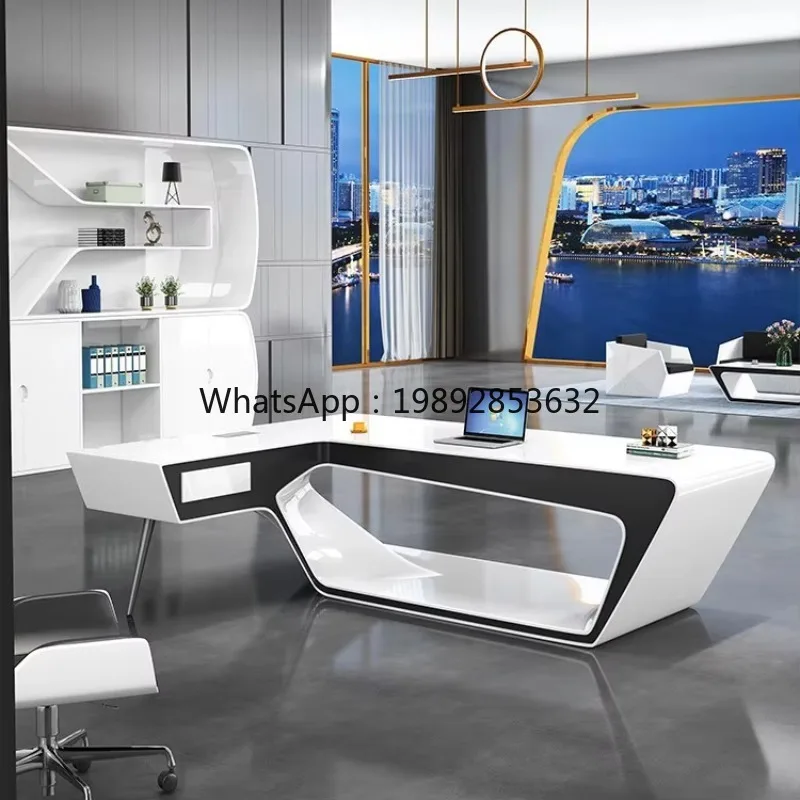 G1 White Lacquer Creative Furniture Simple Modern Executive Desk Manager Room Office Desk and Chair Set
G1 White Lacquer Creative Furniture Simple Modern Executive Desk Manager Room Office Desk and Chair Set