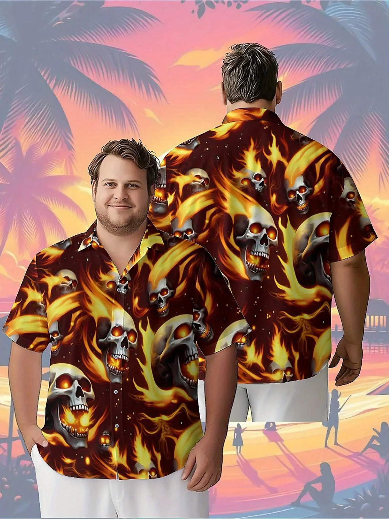 Men's Plus Size Hawaiian Shirts Flame Skull pattern,Unisex Baggy Aloha Shirts,summer Alternative Clothing
Men's Plus Size Hawaiian Shirts Flame Skull pattern,Unisex Baggy Aloha Shirts,summer Alternative Clothing