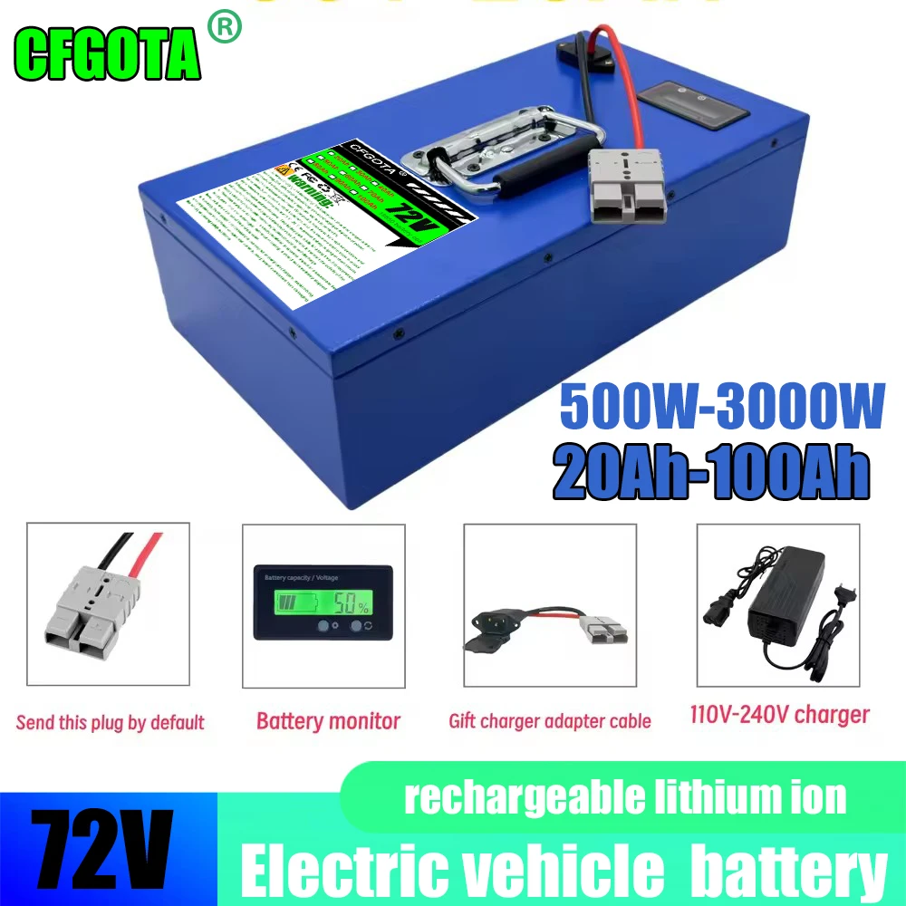 Air fast transportation Large capacity 18650 lithium battery 72V 100AH Suitable for 250-3000W motors 72V equipment Full capacity
Air fast transportation Large capacity 18650 lithium battery 72V 100AH Suitable for 250-3000W motors 72V equipment Full capacity