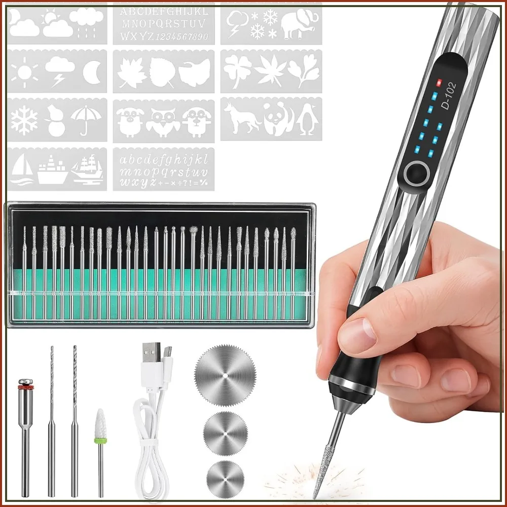 Upgraded Electric Engraving Pen 37 Bits 3-Speed Adjust USB Rechargeable Rotary Tool for 50+ Surfaces DIY Crafts
Upgraded Electric Engraving Pen 37 Bits 3-Speed Adjust USB Rechargeable Rotary Tool for 50+ Surfaces DIY Crafts