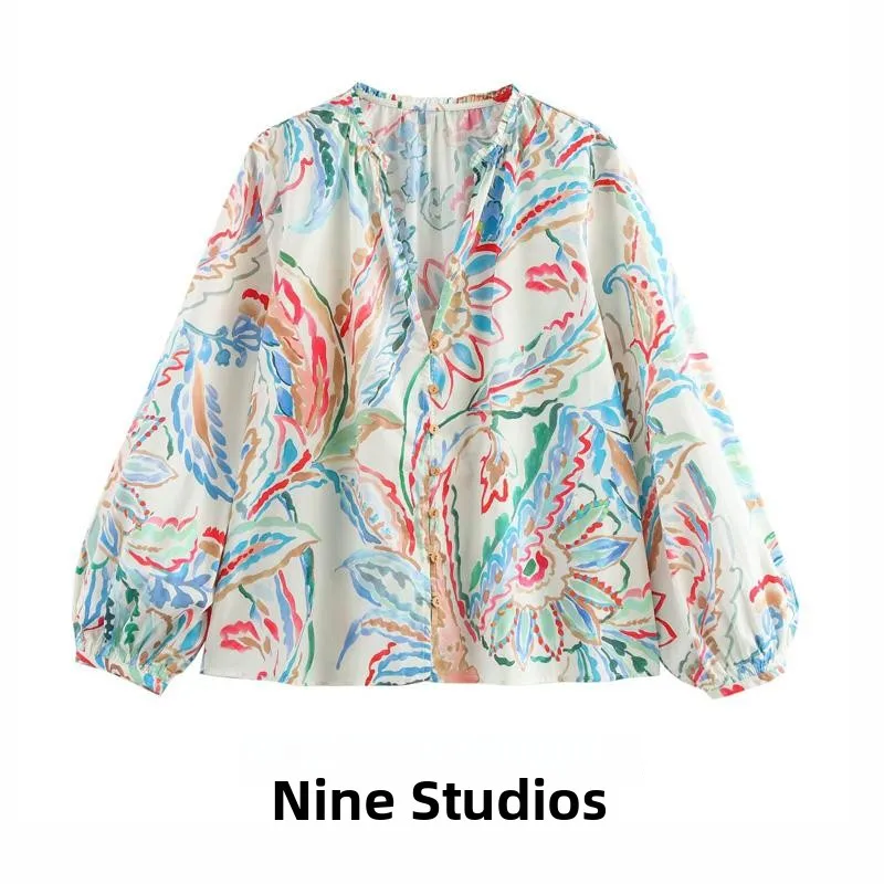Casual Loose Fit Printed Silk Long Sve irt Versatile Women's Faion 25885 Polyester Fiber round Ne Lantern Sve
Casual Loose Fit Printed Silk Long Sve irt Versatile Women's Faion 25885 Polyester Fiber round Ne Lantern Sve