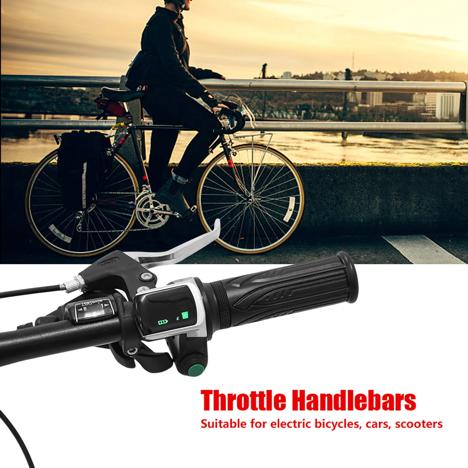 1 Pair Waterproof LCD Display Throttle Handlebar Grip for Electric Cars Bike Scooter Electric Bike Accessory Throttle Handlebars
1 Pair Waterproof LCD Display Throttle Handlebar Grip for Electric Cars Bike Scooter Electric Bike Accessory Throttle Handlebars