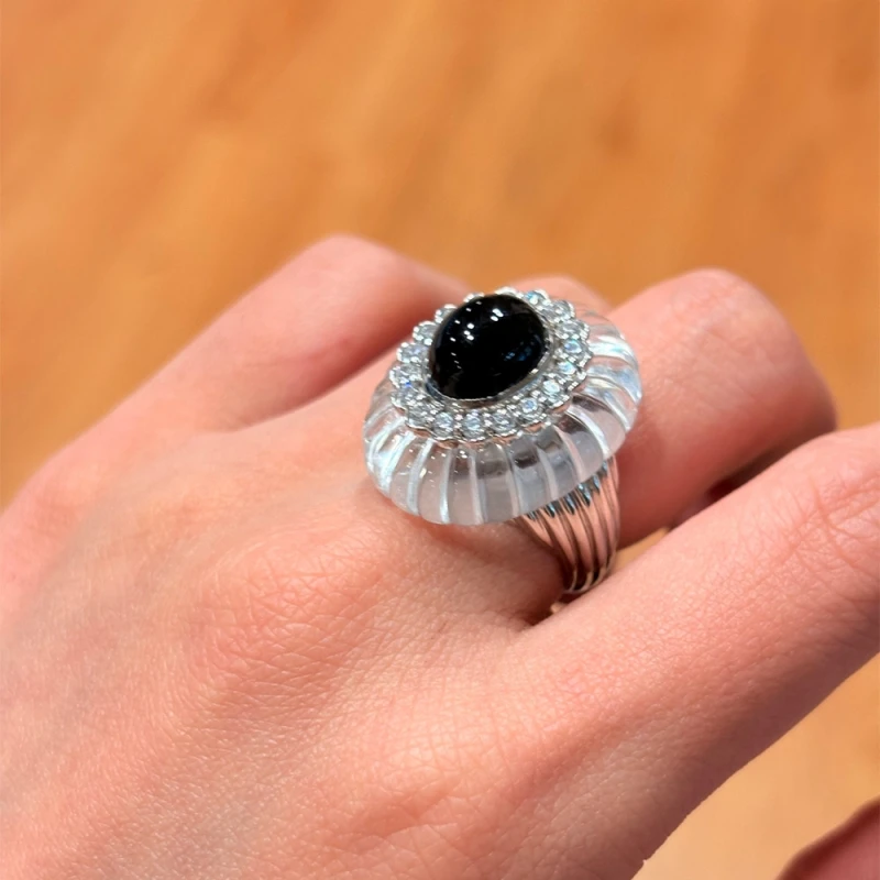 Bellux S925 Pure Silver Gold-plated Natural Black Agate White Crystal Flower Ring Temperament Rings For Women
Bellux S925 Pure Silver Gold-plated Natural Black Agate White Crystal Flower Ring Temperament Rings For Women