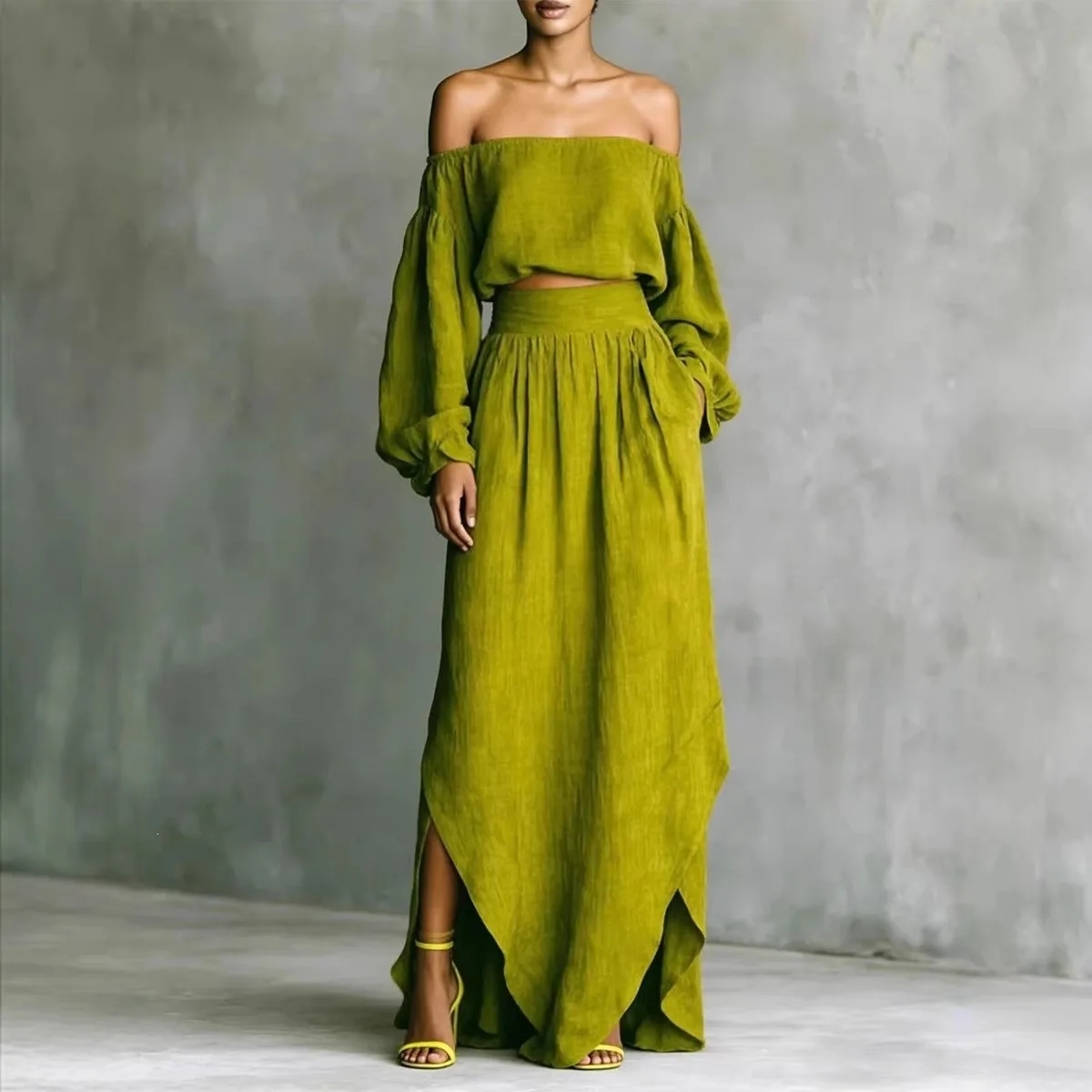 2026 European and American foreign trade women's clothing fashion casual off-the-shoulder top and irregular skirt two pieces
2026 European and American foreign trade women's clothing fashion casual off-the-shoulder top and irregular skirt two pieces