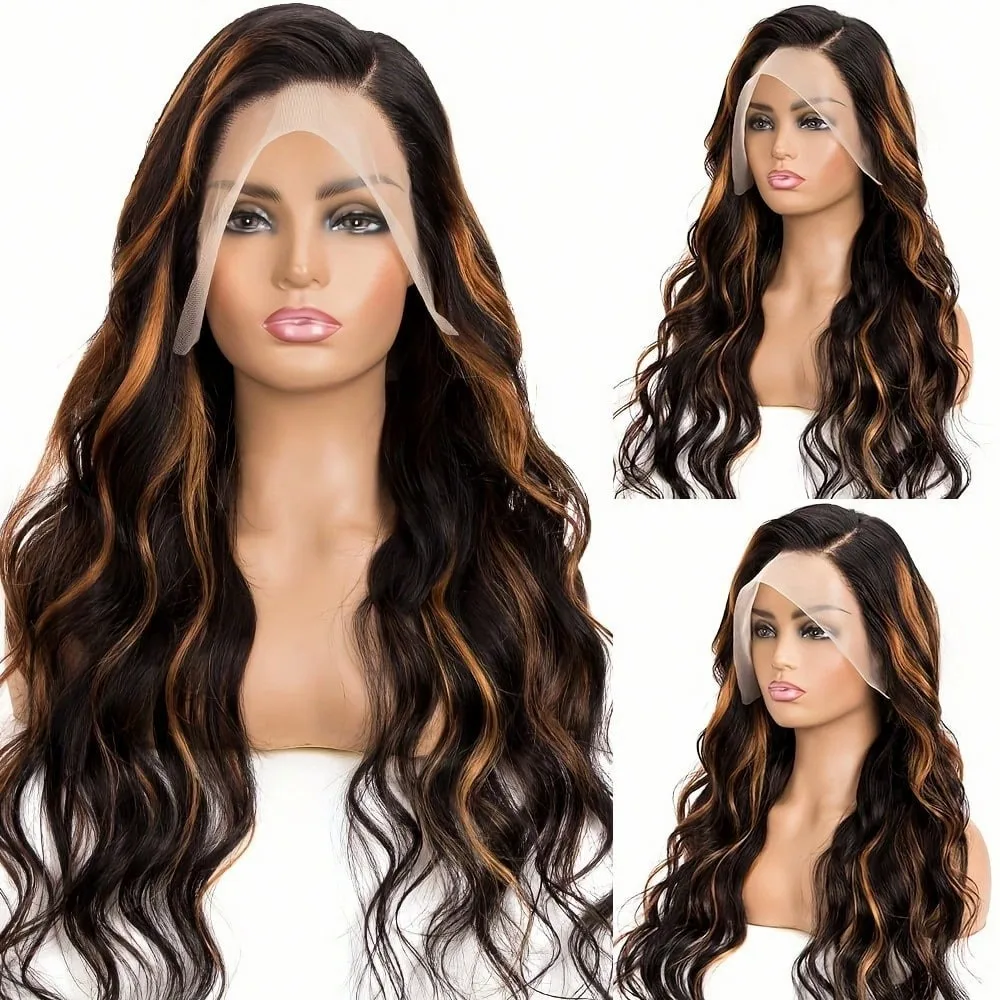 30 Inch 1B/30 Black Brown Body Wave Lace Front Human Hair Wigs Colored Highlight 13x6 HD Lace Frontal Wig Human Hair For Women
30 Inch 1B/30 Black Brown Body Wave Lace Front Human Hair Wigs Colored Highlight 13x6 HD Lace Frontal Wig Human Hair For Women