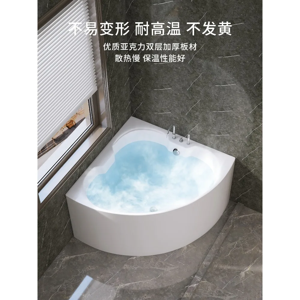 Triangular freestanding family Jacuzzi Double thermostat heated corner fan tub
Triangular freestanding family Jacuzzi Double thermostat heated corner fan tub