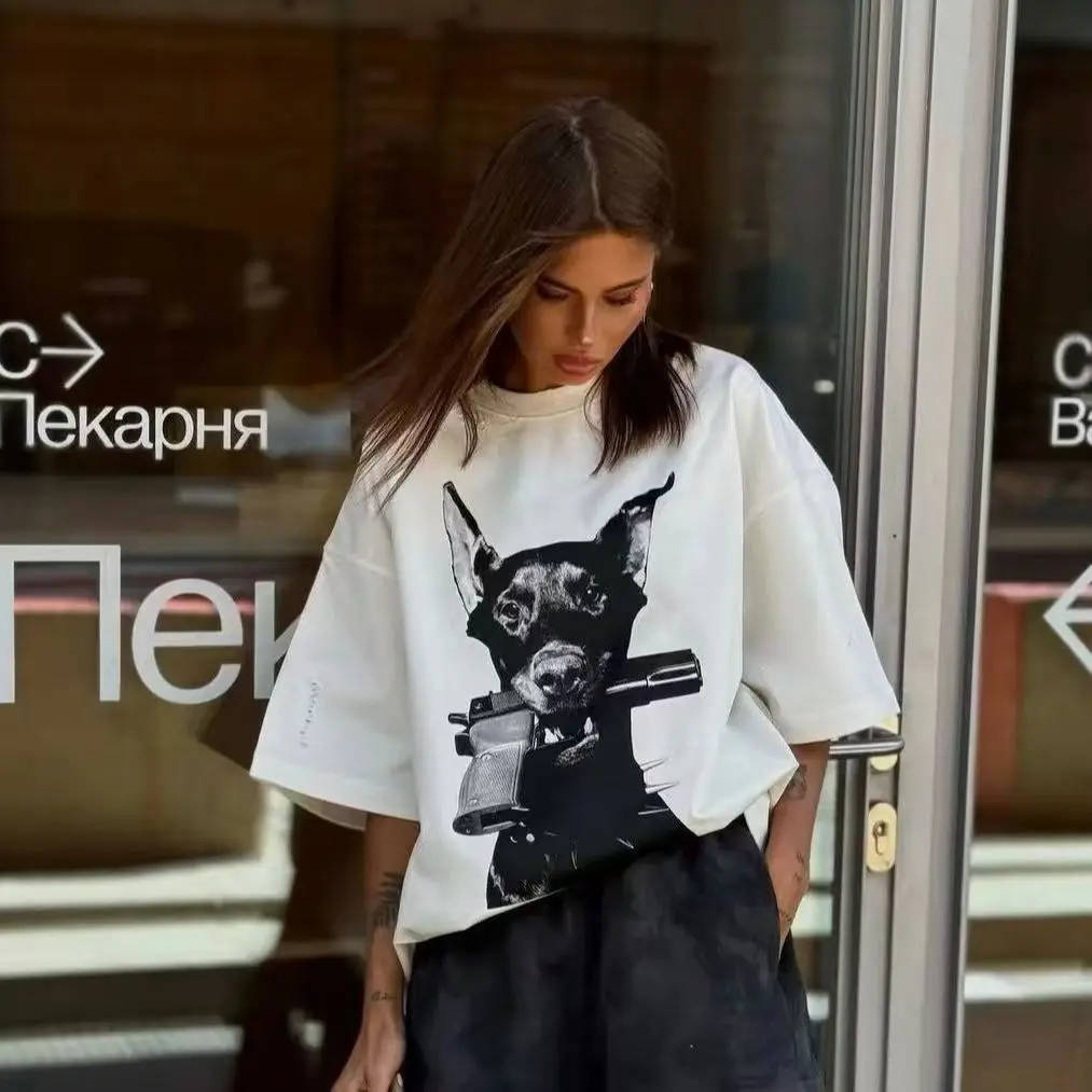 Chic Animal Print Women's T-shirt Casual Crew Neck 100% Cotton Short Sleeve Casual High Street American Retro T-shirt Summer
Chic Animal Print Women's T-shirt Casual Crew Neck 100% Cotton Short Sleeve Casual High Street American Retro T-shirt Summer
