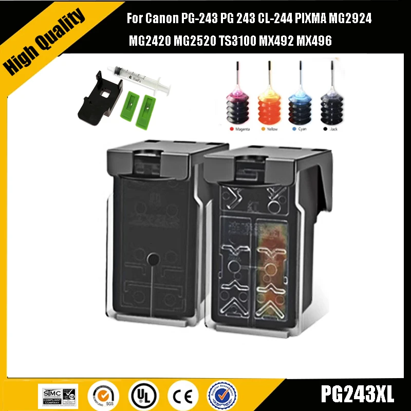 Einkshop 243 244 PG243 Refillable Ink Cartridge For Canon PG-243 PG 243 CL-244 PIXMA MG2924 MG2420 MG2520 TS3100 MX492 MX496
Einkshop 243 244 PG243 Refillable Ink Cartridge For Canon PG-243 PG 243 CL-244 PIXMA MG2924 MG2420 MG2520 TS3100 MX492 MX496