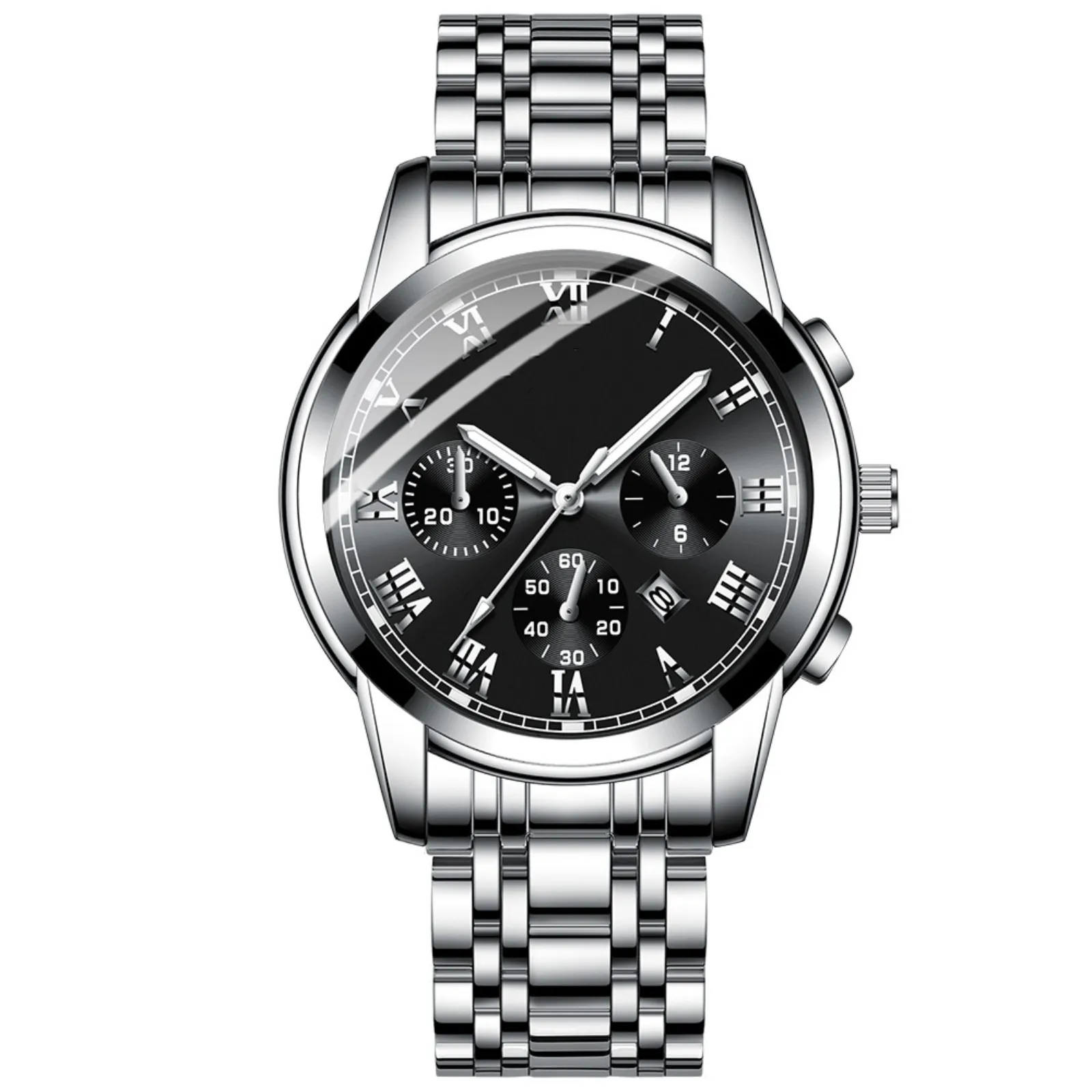 Мужские роскошные кварцевые часы, модные часы из нержавеющей стали с календарем, многоуказательная имитация, спортивные водонепроницаемые часы с датой, стальной ремешок
Мужские роскошные кварцевые часы, модные часы из нержавеющей стали с календарем, многоуказательная имитация, спортивные водонепроницаемые часы с датой, стальной ремешок