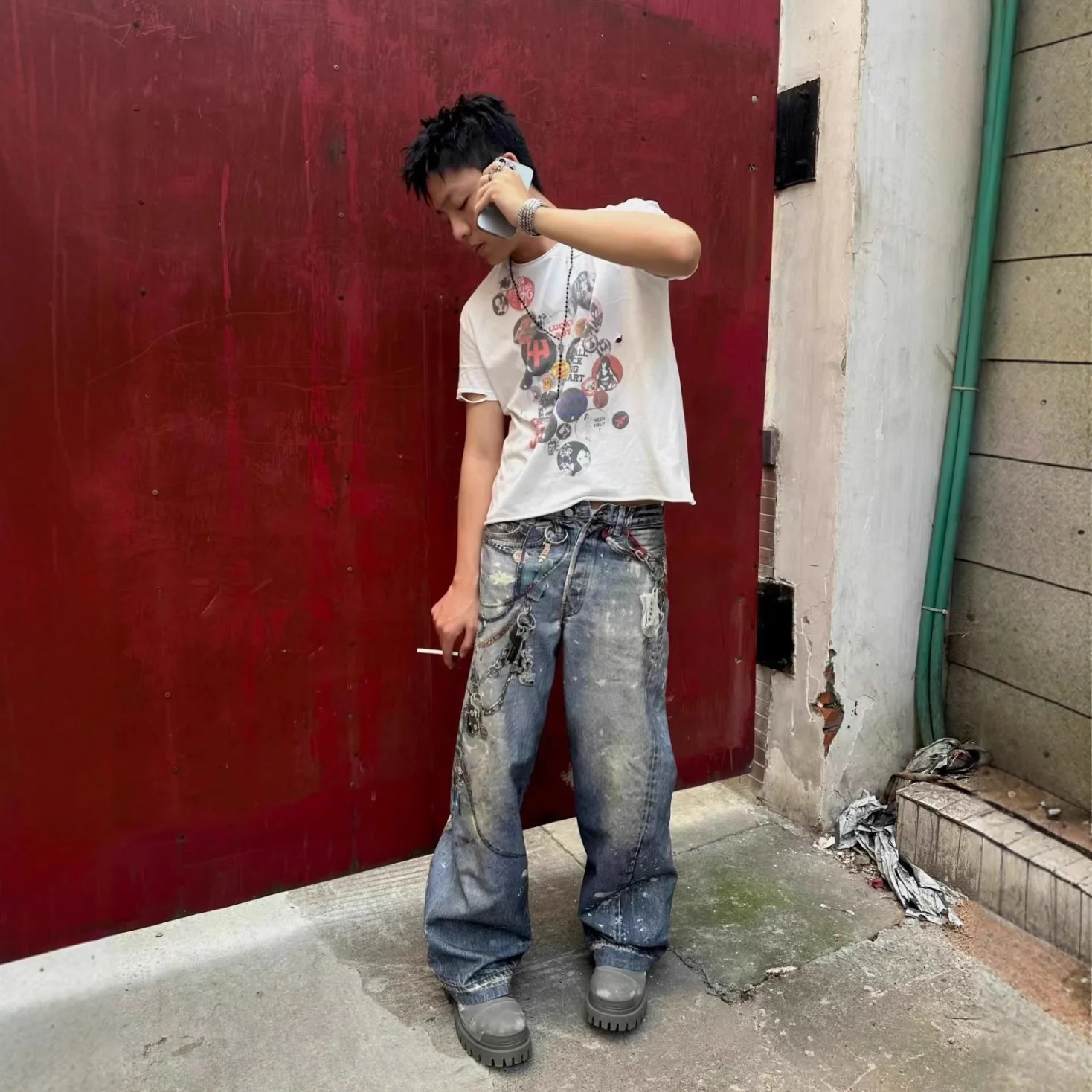 2025 Новые мужские мешковатые джинсы с 3D цепочкой и принтом, осенние повседневные мешковатые прямые джинсовые брюки, женские уличные синие широкие брюки Y2K Jean
2025 Новые мужские мешковатые джинсы с 3D цепочкой и принтом, осенние повседневные мешковатые прямые джинсовые брюки, женские уличные синие широкие брюки Y2K Jean