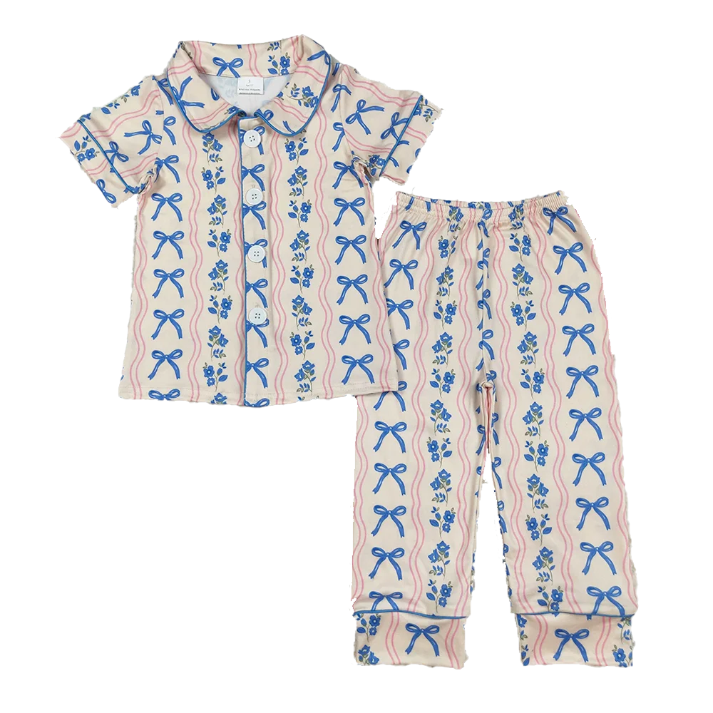 Baby Girls Outfits Baby Girls Short Sleeves Blue Bows Flower Stripe Top Pants Pajamas Sets
Baby Girls Outfits Baby Girls Short Sleeves Blue Bows Flower Stripe Top Pants Pajamas Sets