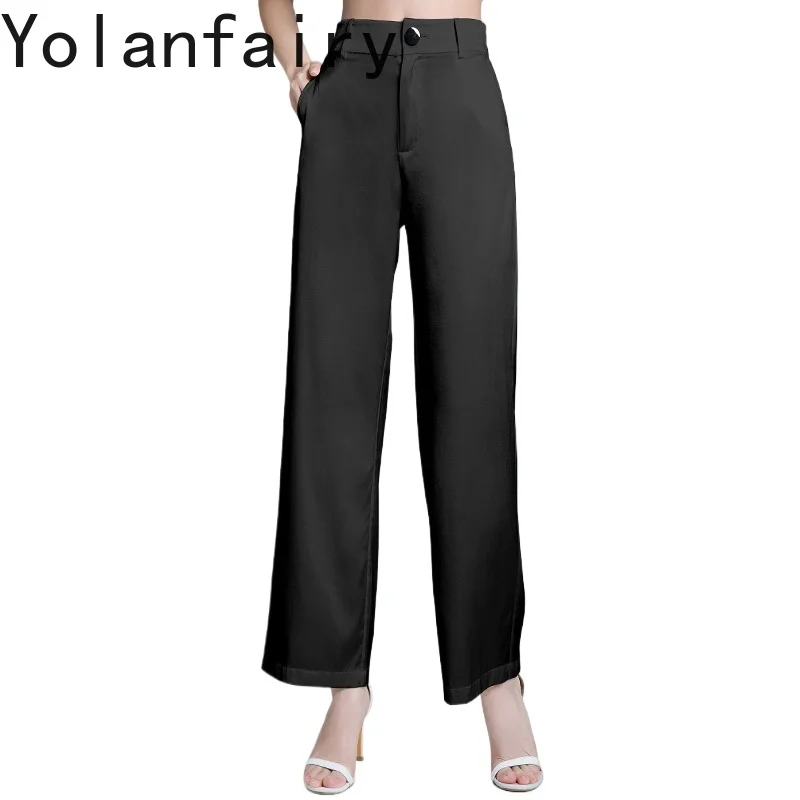 YOLANFAIRY New Fashion 2026 Wide Leg Pants Women Clothing Summer 95% Mulberry Silk Pants Woman Casual Thin Trousers Black Pants
YOLANFAIRY New Fashion 2026 Wide Leg Pants Women Clothing Summer 95% Mulberry Silk Pants Woman Casual Thin Trousers Black Pants