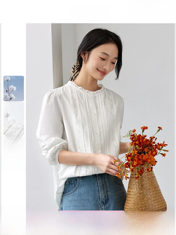 Fashionable White Lace round Neck Cotton Shirt Women's Casual Long Sleeve Top Spring 2026 New Style Age-Defying Versatile
Fashionable White Lace round Neck Cotton Shirt Women's Casual Long Sleeve Top Spring 2026 New Style Age-Defying Versatile