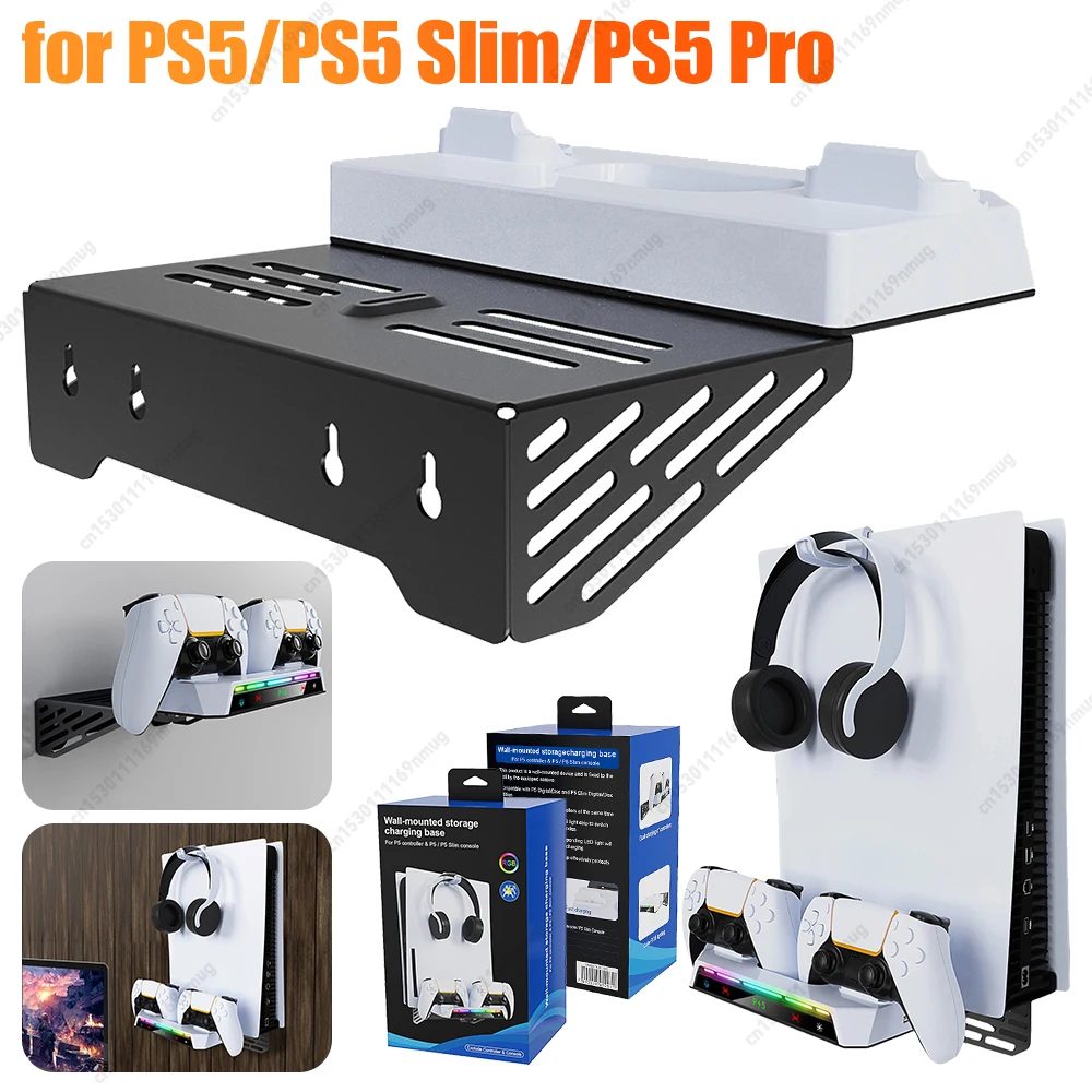 Shelf Floating Mount with Dual Controller Charger RGB Light Wall Bracket Wall Stand for PS5 and PS5 Slim Consoles Disc & Digital
Shelf Floating Mount with Dual Controller Charger RGB Light Wall Bracket Wall Stand for PS5 and PS5 Slim Consoles Disc & Digital