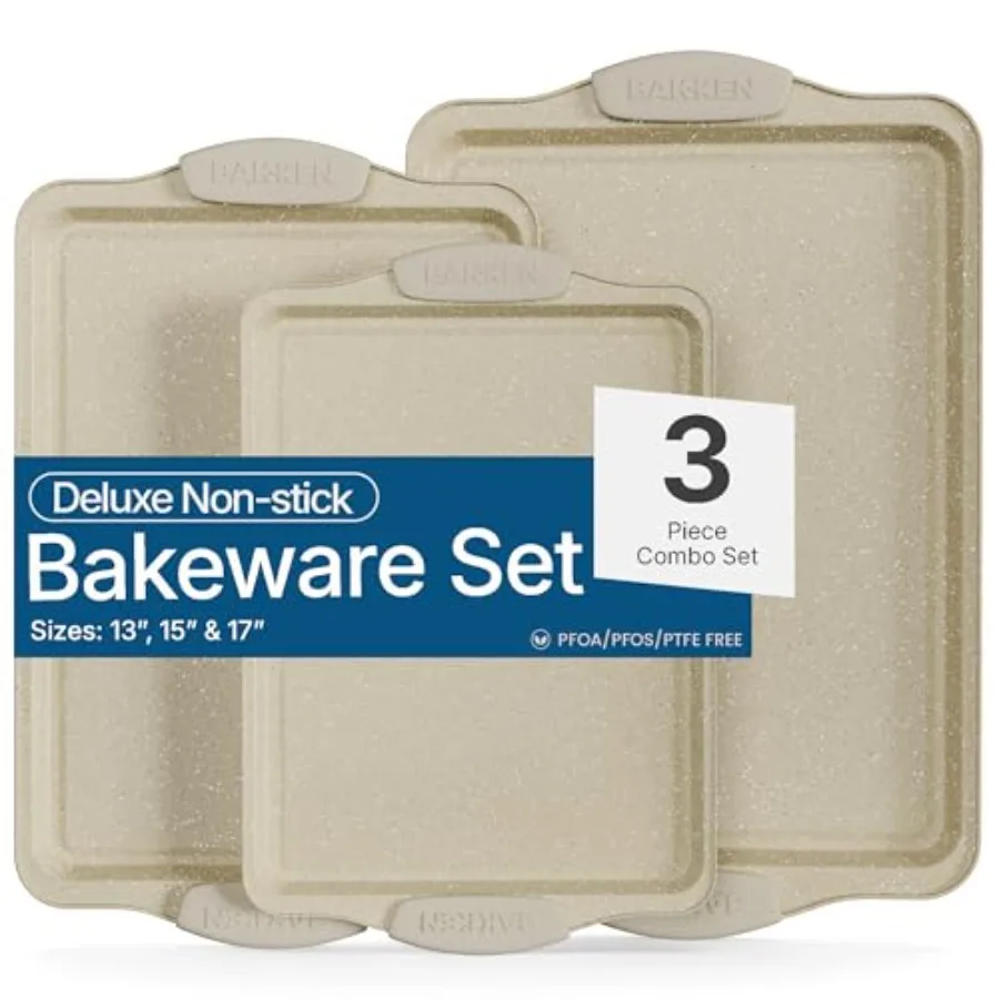 BAKKEN Cookie Sheets for Baking Nonstick Set - 3-Piece Stackable Carbon Steel Baking Sheet Pans Set with Silicone Handles, Non
BAKKEN Cookie Sheets for Baking Nonstick Set - 3-Piece Stackable Carbon Steel Baking Sheet Pans Set with Silicone Handles, Non