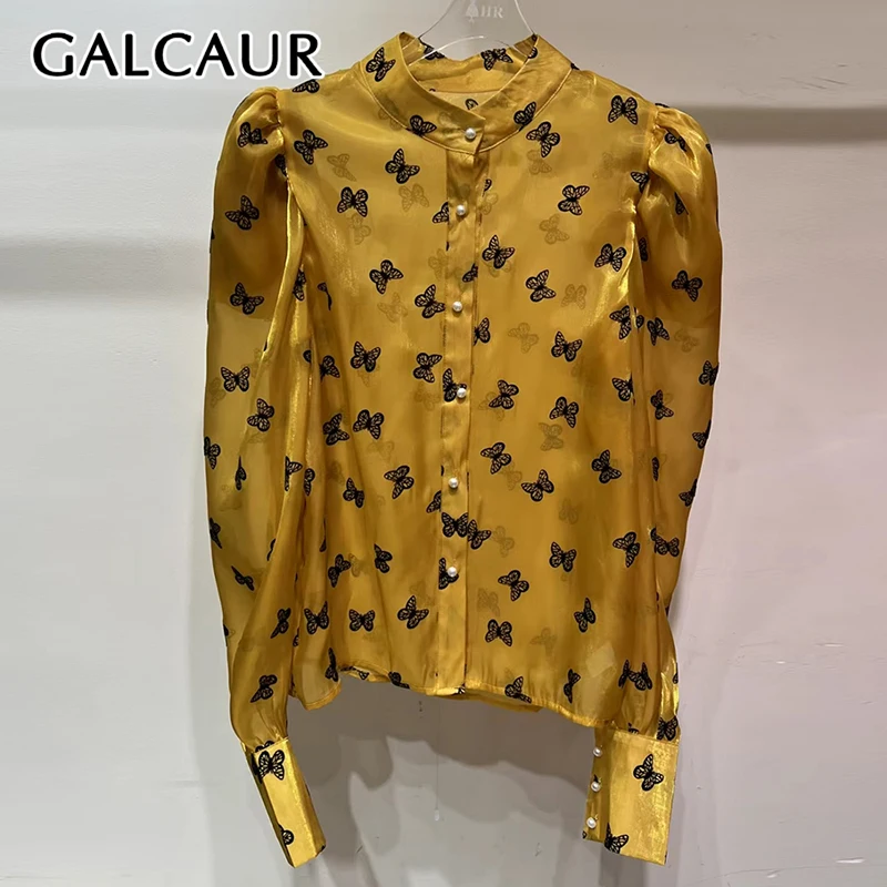 GALCAUR Hit Color Sheer Spliced Bow Elegant Shirts for Women Round Neck Long Sleeves Patchwork Single Breasted Shirt Female New
GALCAUR Hit Color Sheer Spliced Bow Elegant Shirts for Women Round Neck Long Sleeves Patchwork Single Breasted Shirt Female New