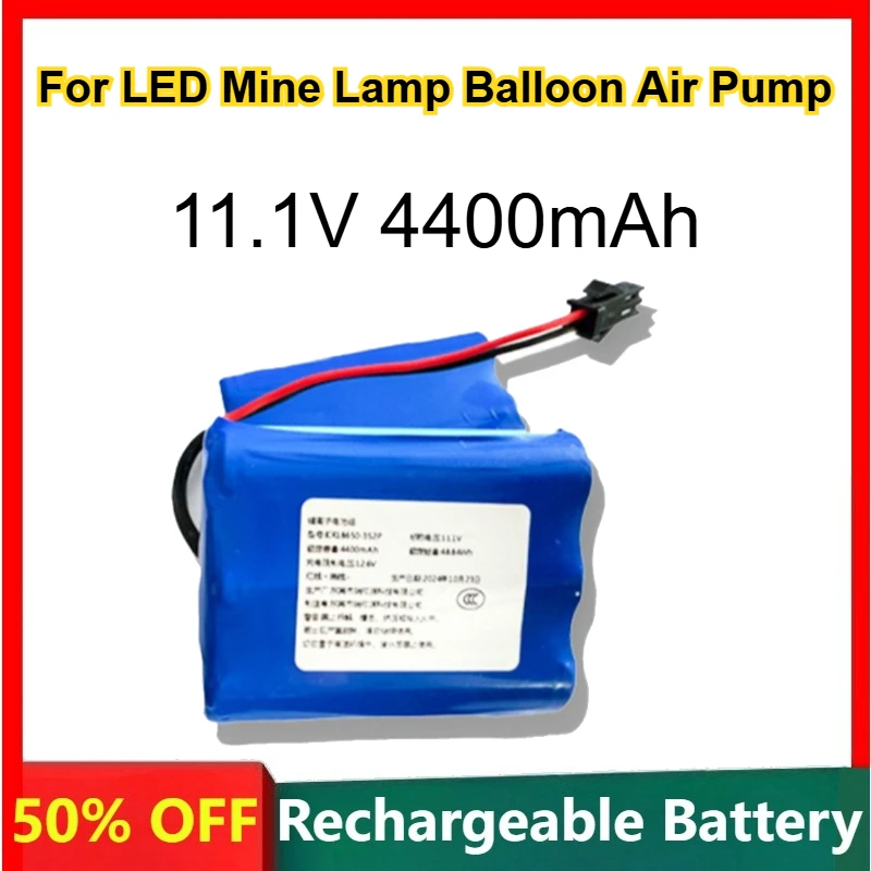 18650 Polymer Lithium Battery Pack 11.1V 4400mAh for LED Mine Lamp Balloon Air Pump Long - Range Rechargeable Battery
18650 Polymer Lithium Battery Pack 11.1V 4400mAh for LED Mine Lamp Balloon Air Pump Long - Range Rechargeable Battery