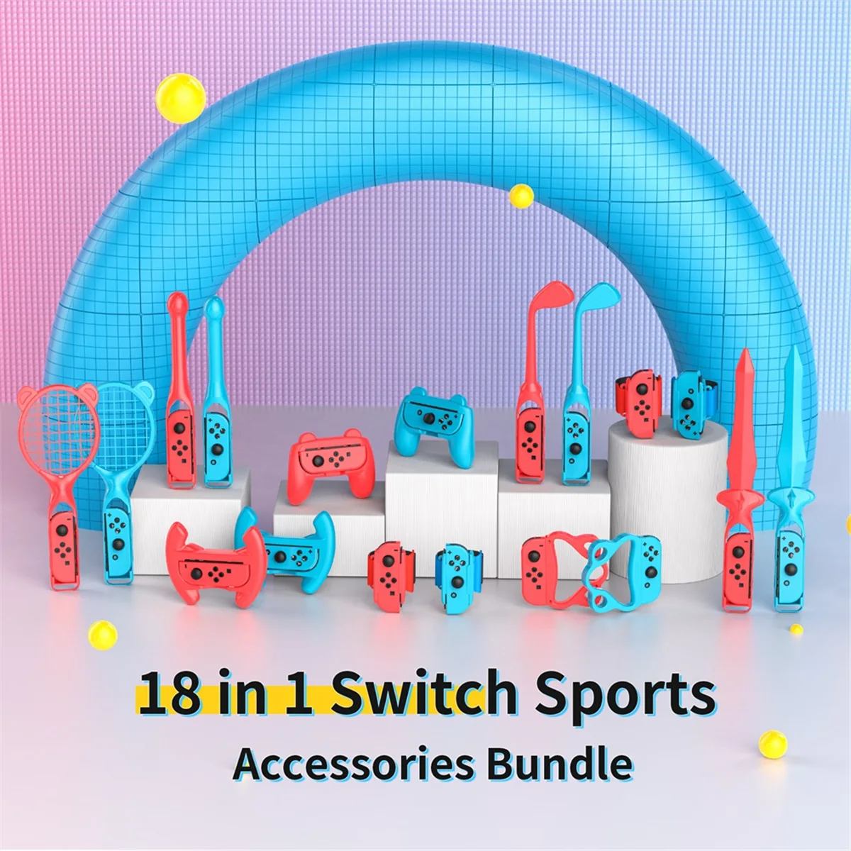 Hot! 18 in 1 Accessories Kit for Nintendo Switch Sports Games, Tennis Rackets, Grips Golf Clubs, Wristbands Leg Strap
Hot! 18 in 1 Accessories Kit for Nintendo Switch Sports Games, Tennis Rackets, Grips Golf Clubs, Wristbands Leg Strap