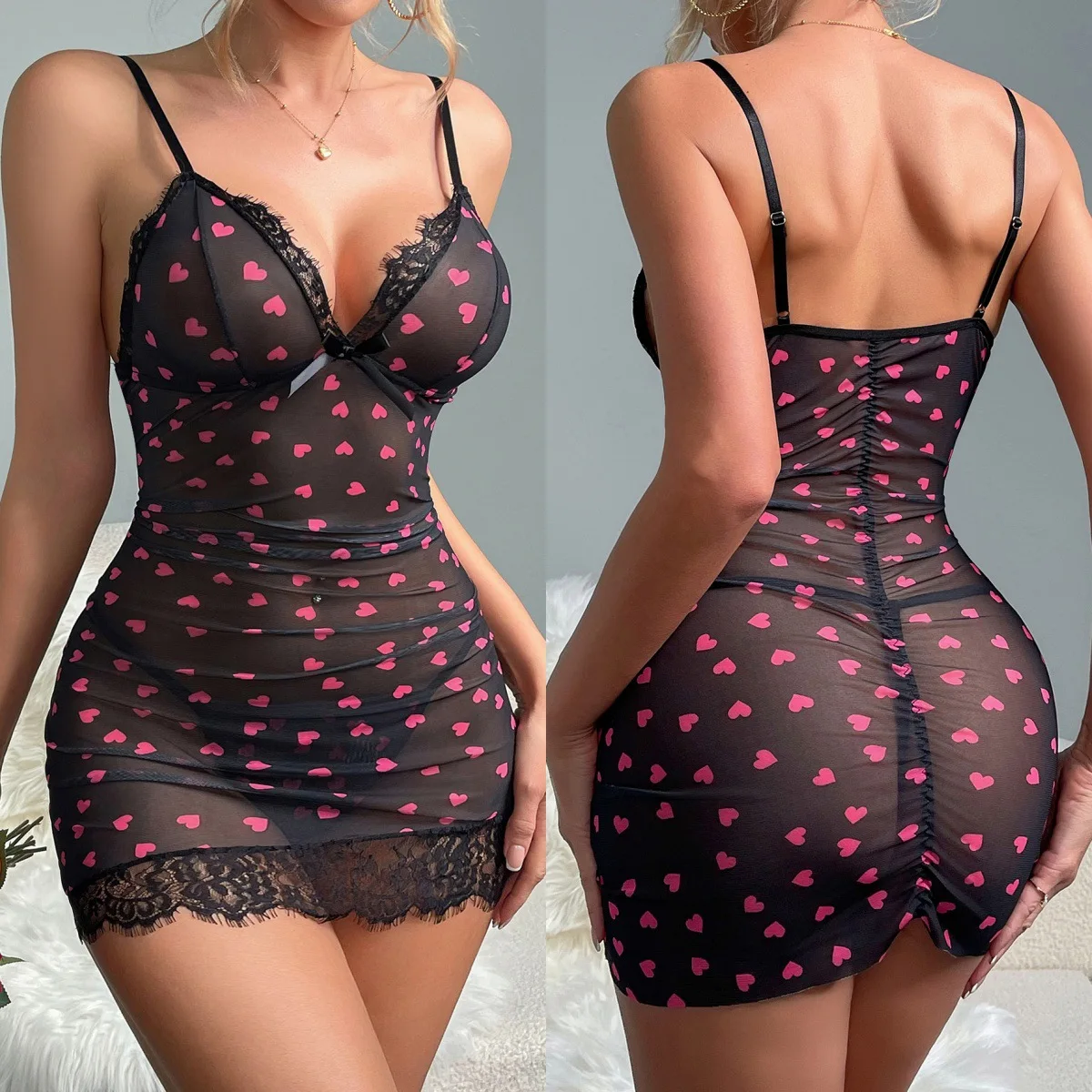 Sexy Sheer Lingerie Chemise Set Women's 2pcs See-Through Teddy & G-String, Floral Lace Sling Dress for Bedroom & Boudoir Nights
Sexy Sheer Lingerie Chemise Set Women's 2pcs See-Through Teddy & G-String, Floral Lace Sling Dress for Bedroom & Boudoir Nights