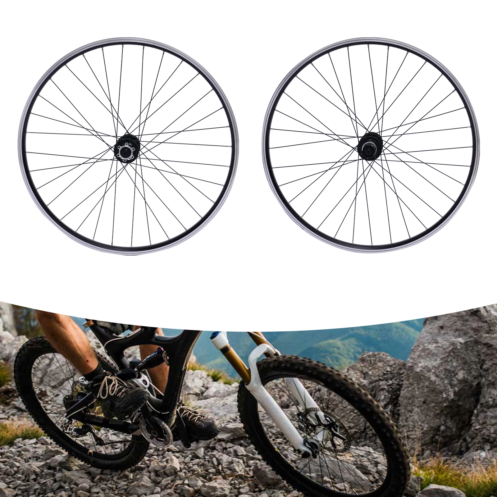 Mountain Bike Wheelset 29 Inch, Aluminum Alloy Rim Disc Brake MTB Wheelset, Quick Release Front Rear Wheels Black Bike Wheels
Mountain Bike Wheelset 29 Inch, Aluminum Alloy Rim Disc Brake MTB Wheelset, Quick Release Front Rear Wheels Black Bike Wheels