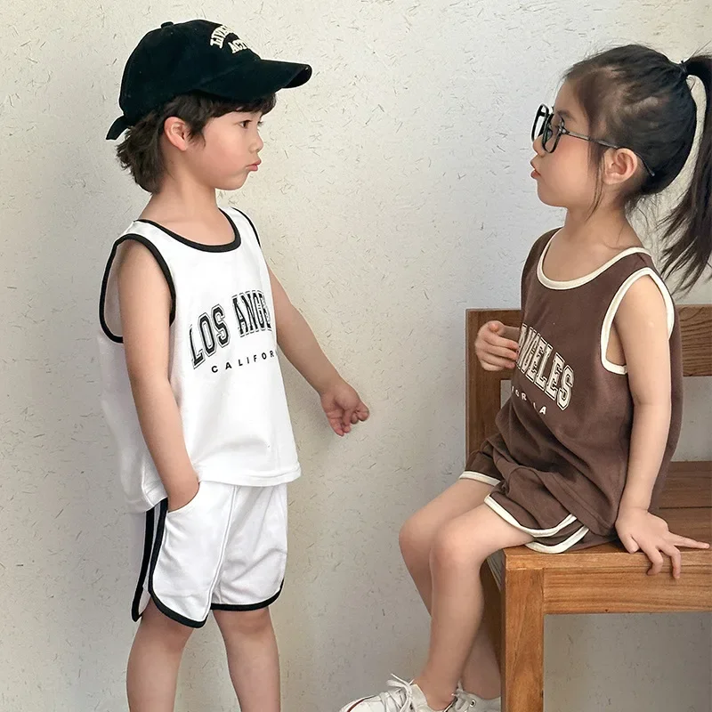 2pcs Summer Cool Kids Clothes Set Children Thin Loose Letter Print Sports Suit Girls Tank Top Vest and Shorts Boys Outfits
2pcs Summer Cool Kids Clothes Set Children Thin Loose Letter Print Sports Suit Girls Tank Top Vest and Shorts Boys Outfits