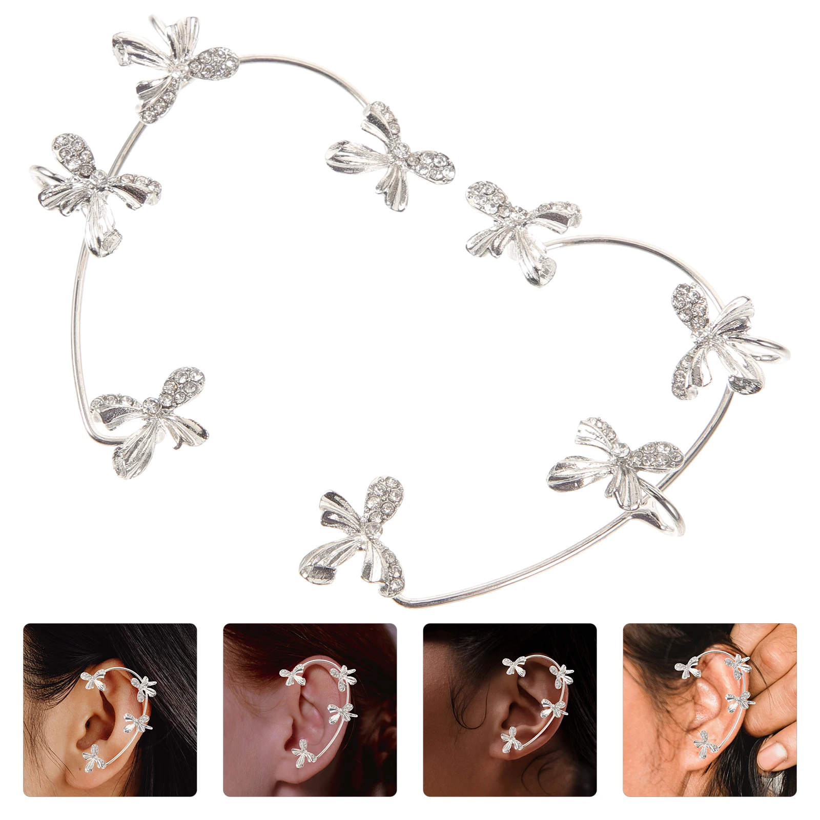 Bow Earrings Silver Pair Non Piercing Rhinestone Cuffs Women Fashion Ear Clips Unpierced Girls Delicate Jewelry Accessories
Bow Earrings Silver Pair Non Piercing Rhinestone Cuffs Women Fashion Ear Clips Unpierced Girls Delicate Jewelry Accessories