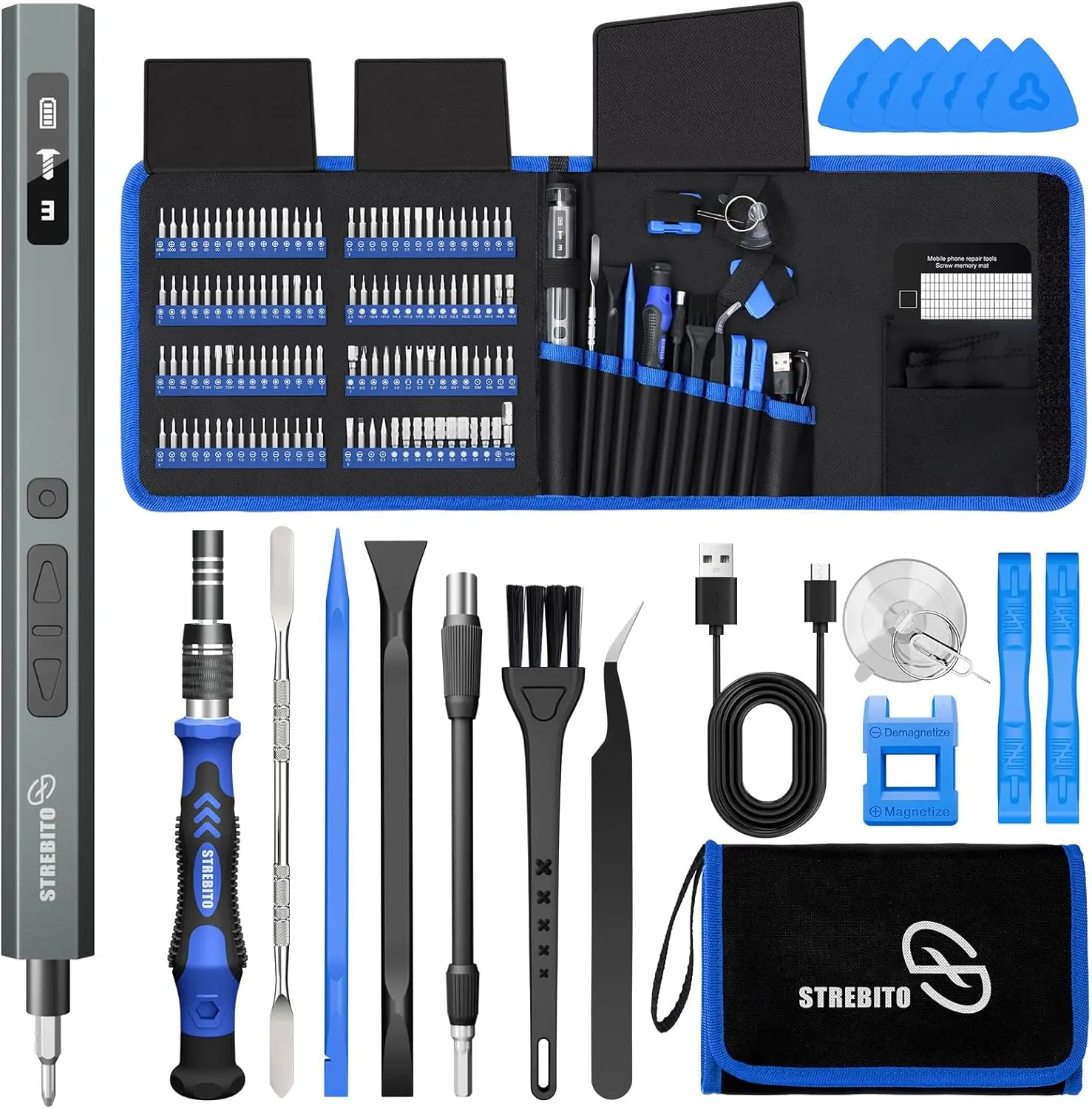 Набор электрических отверток из 144 предметов, крутящий момент 0,7 Н·м, 5 регулируемых скоростей, магнитные насадки для ремонта техники
Набор электрических отверток из 144 предметов, крутящий момент 0,7 Н·м, 5 регулируемых скоростей, магнитные насадки для ремонта техники