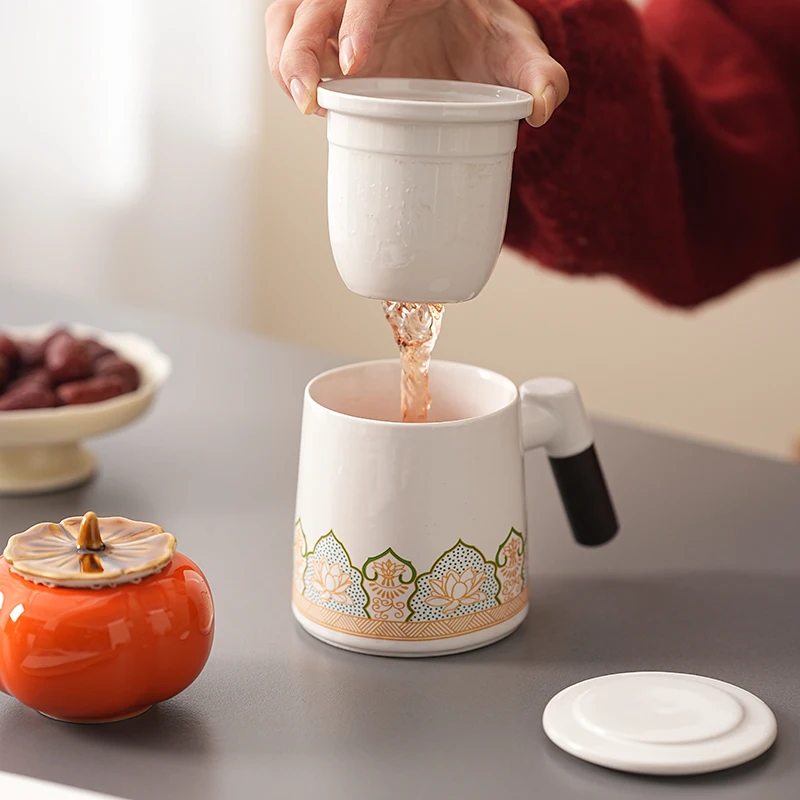 400ml Ceramic Office Cup Tea Separation Tea Cup Filter Mug with Lid High End Household Tea Cups Drinking Utensils Under Glazed
400ml Ceramic Office Cup Tea Separation Tea Cup Filter Mug with Lid High End Household Tea Cups Drinking Utensils Under Glazed