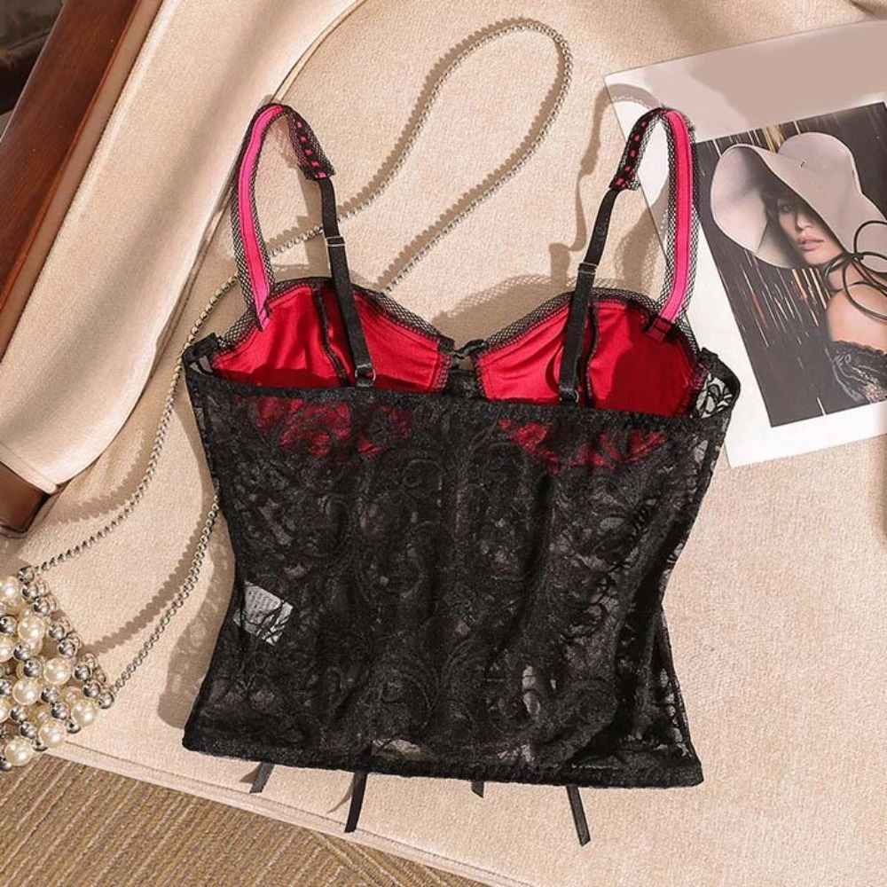 Fashion Mesh Lace Corset Top Tank Transparent Lace Bow Crop Tops Vest Bodice Sleeveless Camisole Festival
Fashion Mesh Lace Corset Top Tank Transparent Lace Bow Crop Tops Vest Bodice Sleeveless Camisole Festival