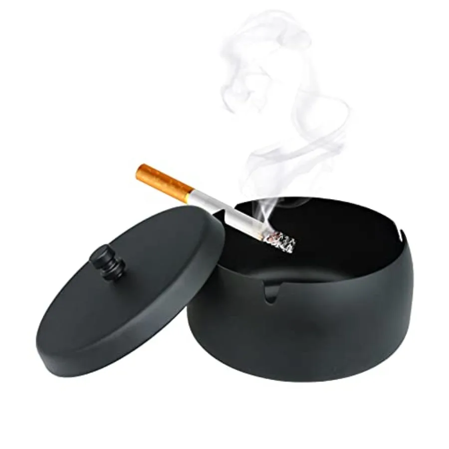 Large Metal Ashtrays with Lid, Non-Slip Windproof Ashtray for Cigarette, Tabletop Ash Trays Black for Home Office and Indoor
Large Metal Ashtrays with Lid, Non-Slip Windproof Ashtray for Cigarette, Tabletop Ash Trays Black for Home Office and Indoor