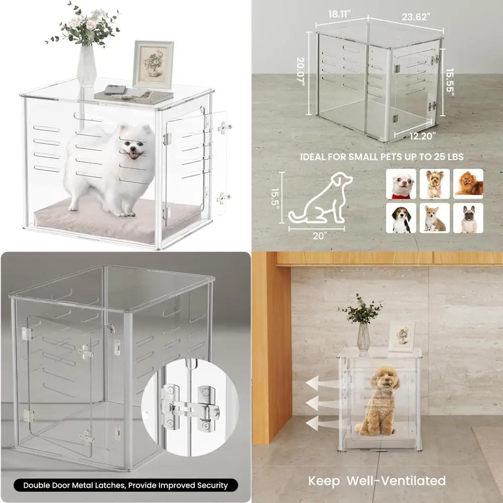 Modern Clear Acrylic End Table Dog Crate for Small Dogs and Cats - Lockable Indoor Pet Kennel
Modern Clear Acrylic End Table Dog Crate for Small Dogs and Cats - Lockable Indoor Pet Kennel