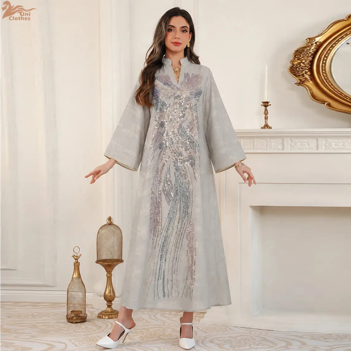 Eid Dress Abaya Women Muslim Morocco Ramadan Party Dresses Sequins Stand Collar Long Robe Dubai Kaftan Islam Vestidos Jalabiya
Eid Dress Abaya Women Muslim Morocco Ramadan Party Dresses Sequins Stand Collar Long Robe Dubai Kaftan Islam Vestidos Jalabiya