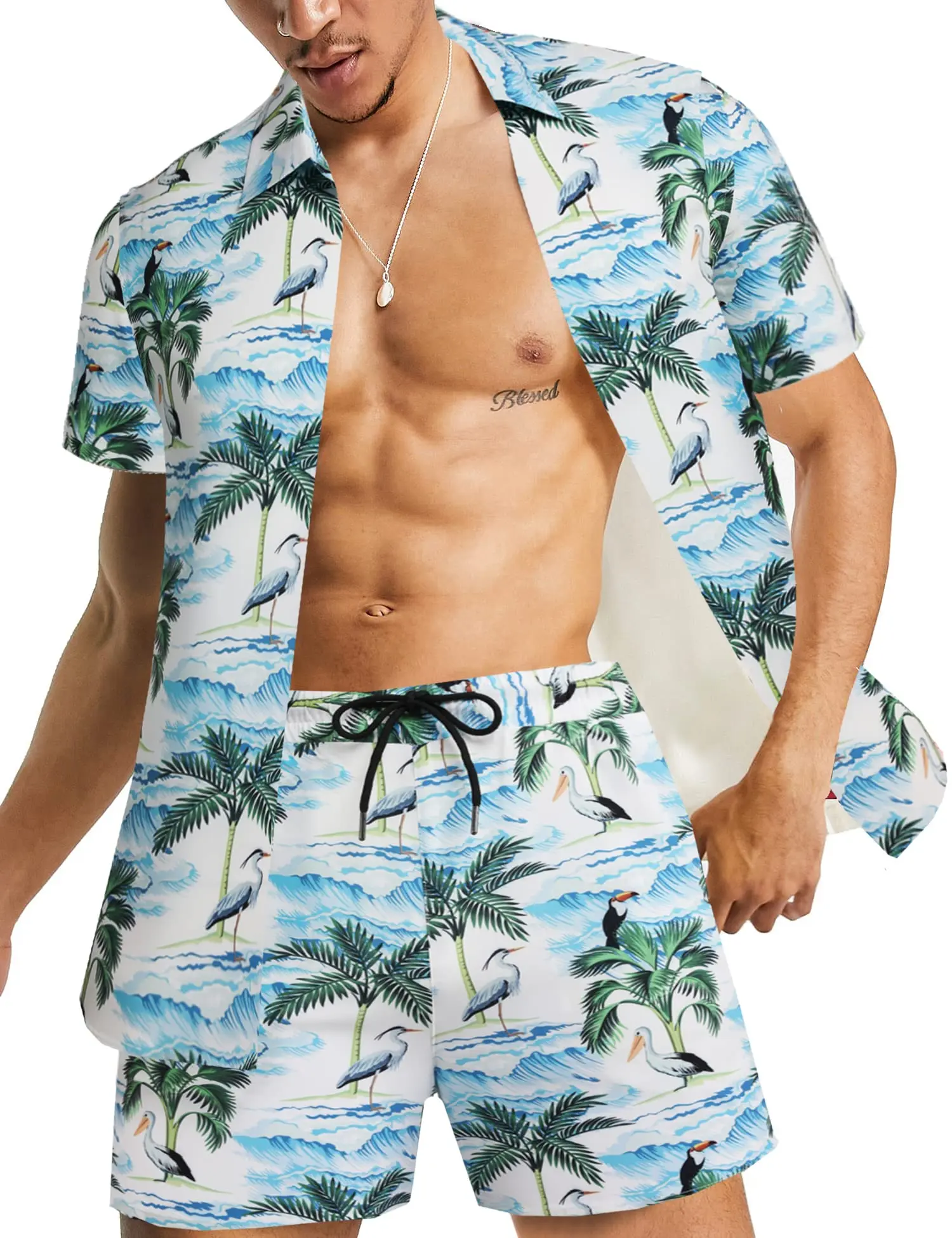Summer Casual Shirt And Beach Shorts set, men's short-sleeved Set With Hawaiian Plant Fruit Patterns
Summer Casual Shirt And Beach Shorts set, men's short-sleeved Set With Hawaiian Plant Fruit Patterns