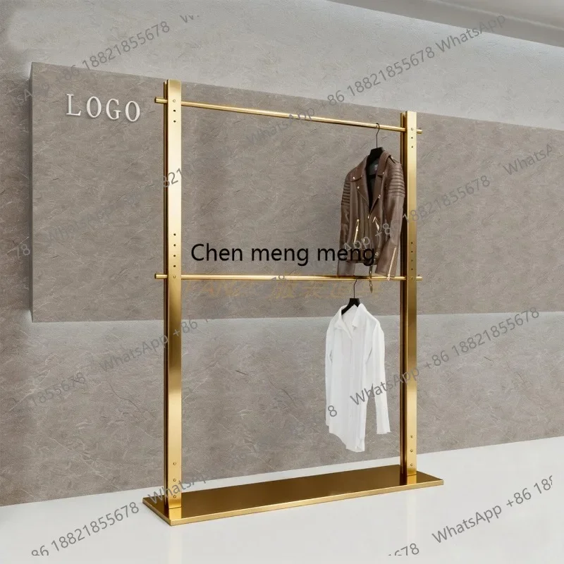 F150 Clothing store display stand Double-layer adjustable height stainless steel titanium display middle island frame
F150 Clothing store display stand Double-layer adjustable height stainless steel titanium display middle island frame