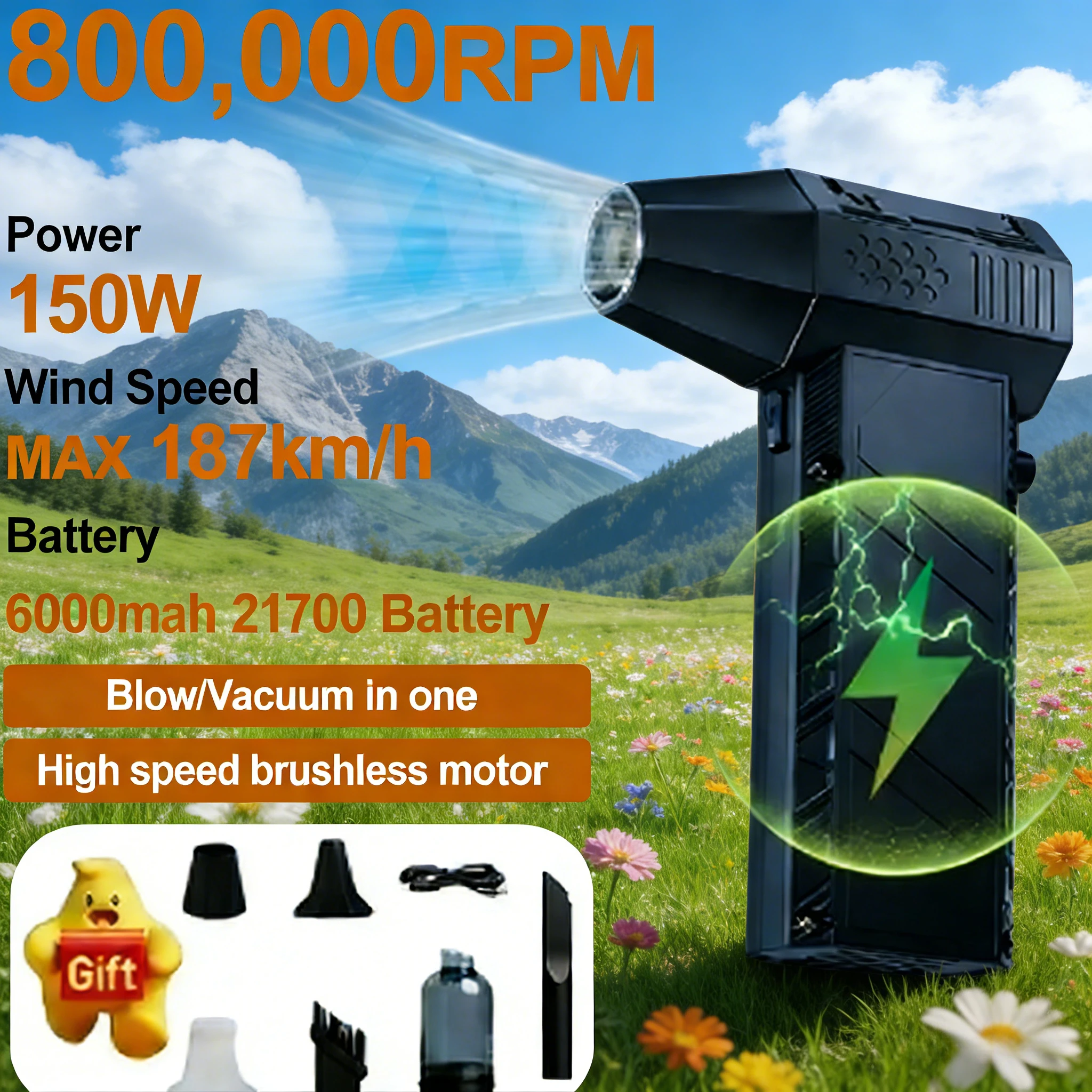 X60 Snowy Hurricane Camping Fan | 800000RPM 150W 53m/s 6000mAh Type-C Rechargeable
X60 Snowy Hurricane Camping Fan | 800000RPM 150W 53m/s 6000mAh Type-C Rechargeable
